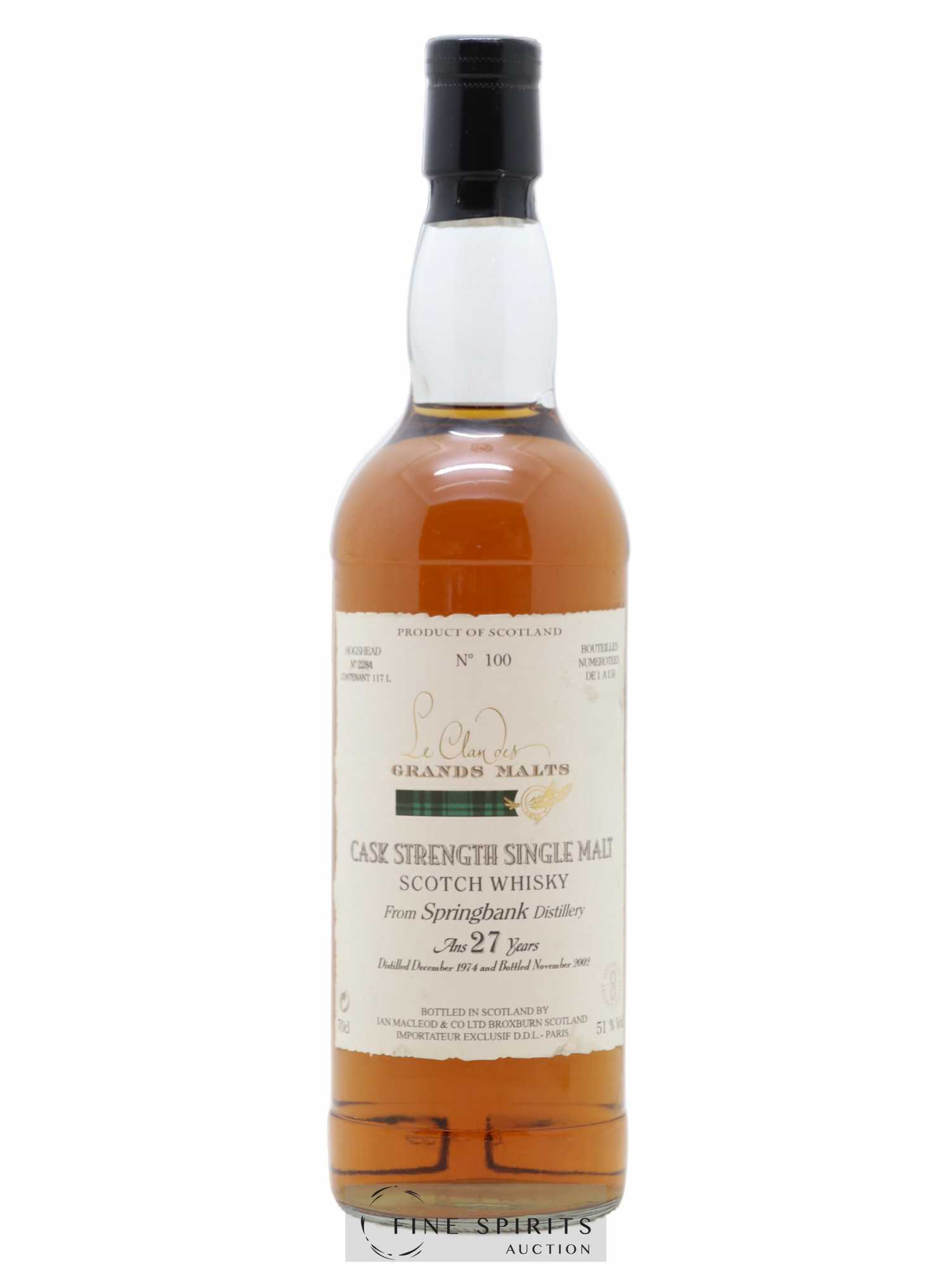 Springbank 27 years 1974 Ian Macleod Hogshead n°2284 - One of 158 - bottled 2002 DDL Le Clan des Grands Malts - Lot de 1 bouteille - 0