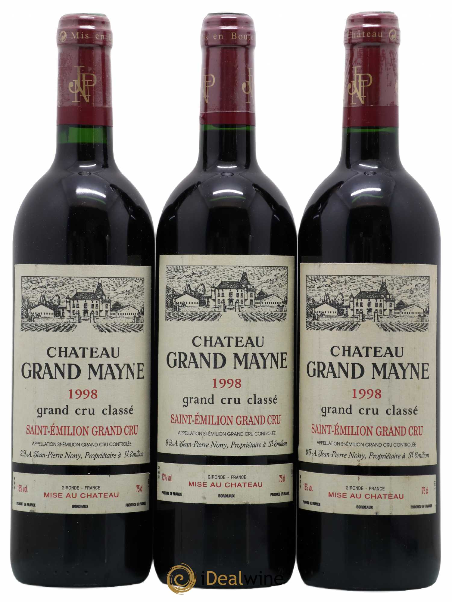 Château Grand Mayne Grand Cru Classé 1998 - Lot de 3 bouteilles - 0