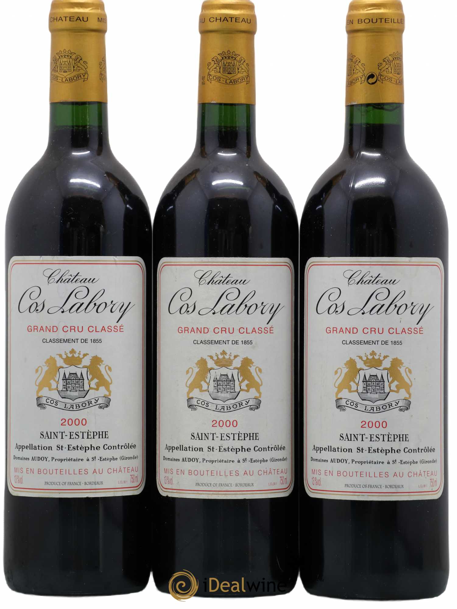 Château Cos Labory 5ème Grand Cru Classé 2000 - Lot de 3 bouteilles - 0