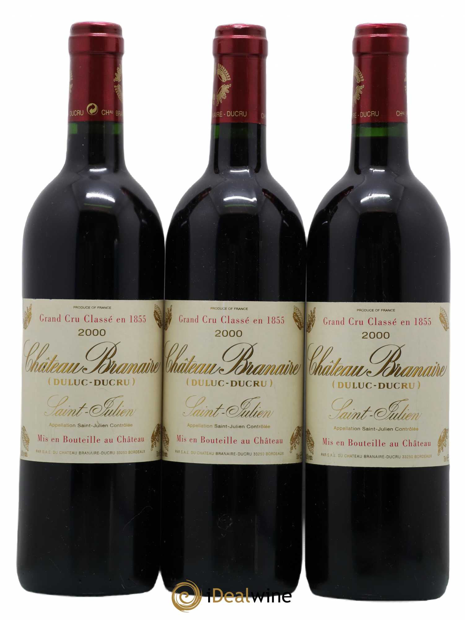 Château Branaire Ducru 4ème Grand Cru Classé 2000 - Lot de 3 bouteilles - 0