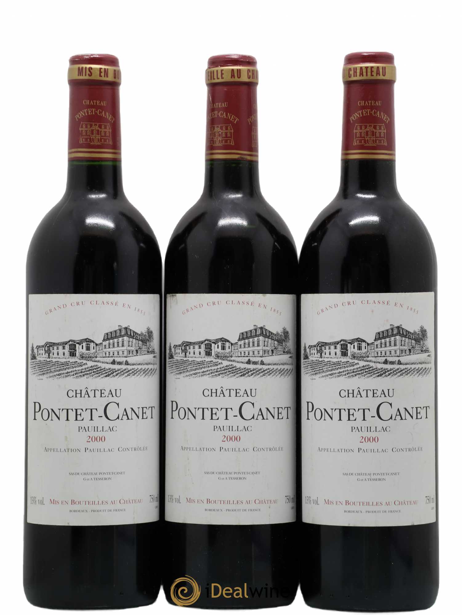 Château Pontet Canet 5ème Grand Cru Classé 2000 - Lot de 3 bouteilles - 0