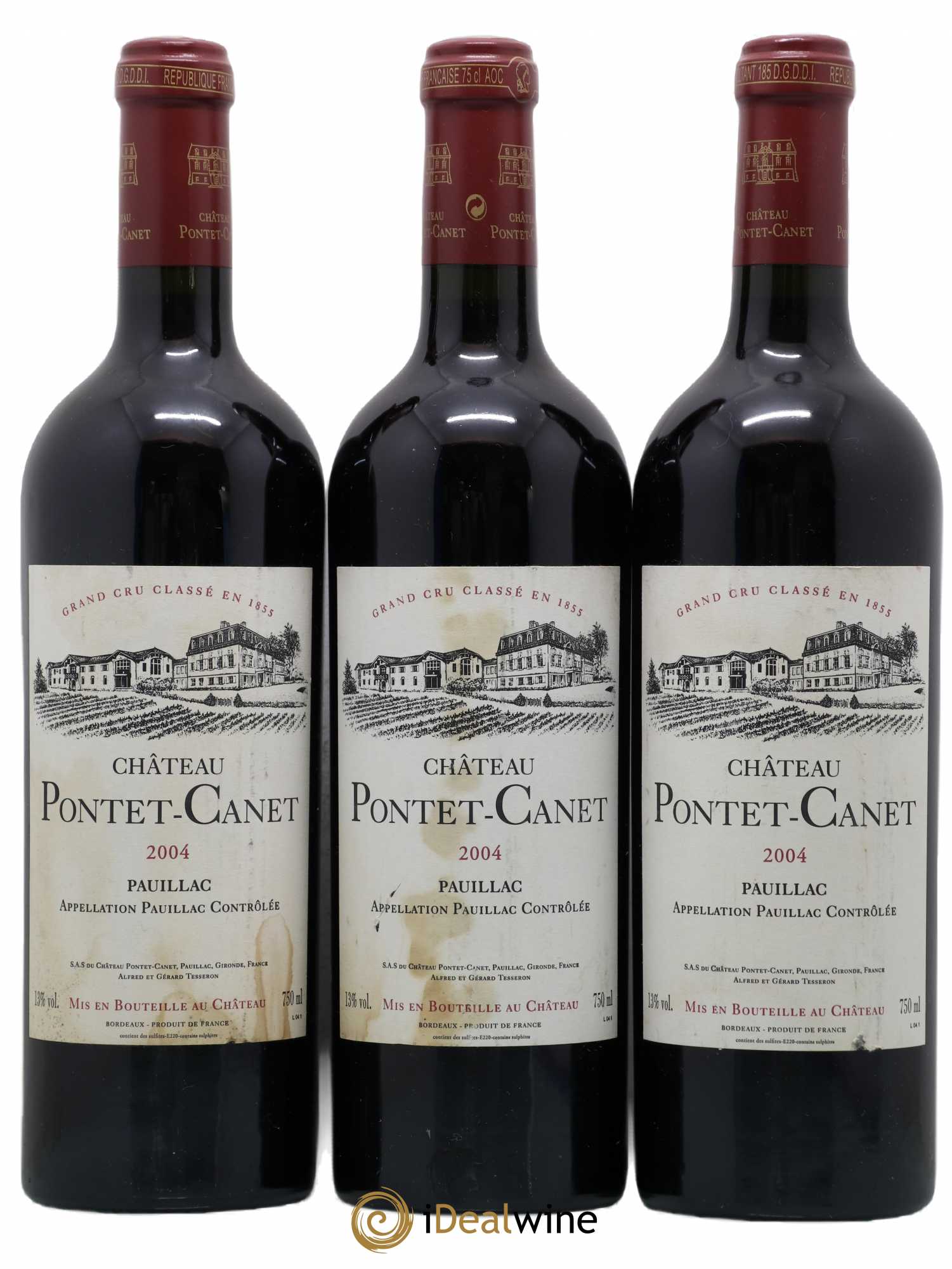 Château Pontet Canet 5ème Grand Cru Classé 2004 - Lot de 3 bouteilles - 0
