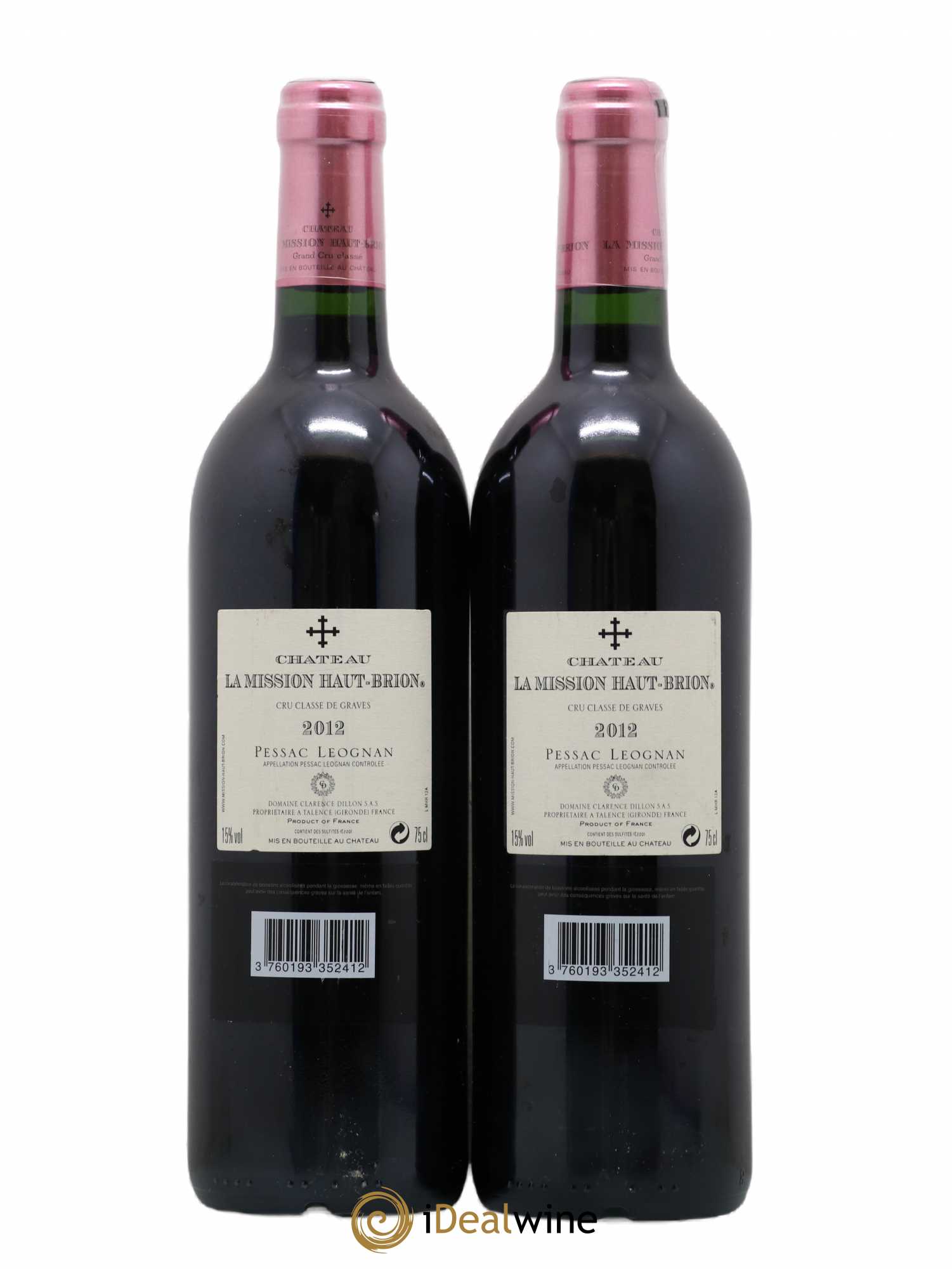 Château la Mission Haut-Brion Cru Classé de Graves 2012 - Lot de 2 bouteilles - 1