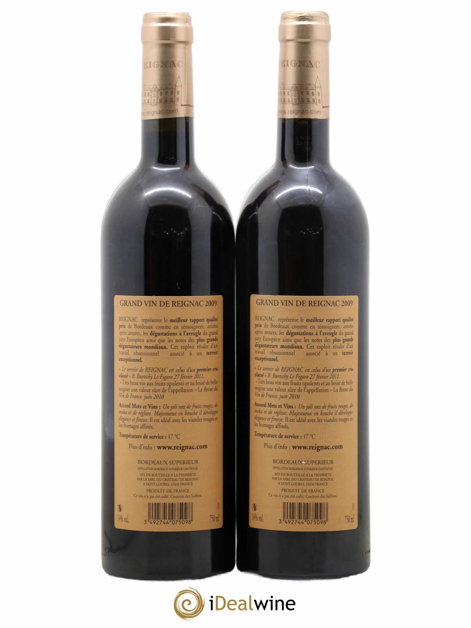 Grand vin de Reignac 2009 - Lot of 2 bottles - 1