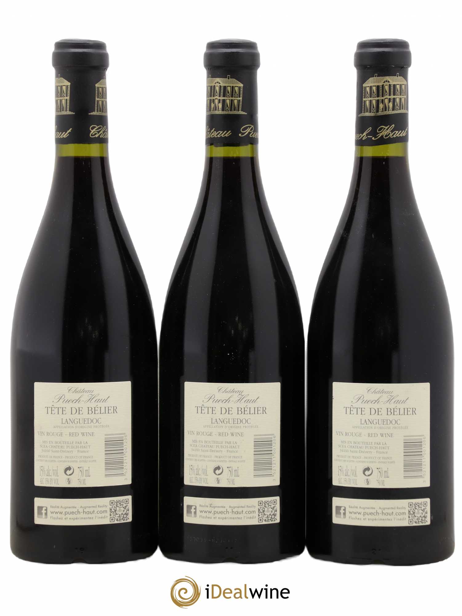 Languedoc Château Puech-Haut Tête de Bélier Gérard Bru 2012 - Lot de 3 bouteilles - 1