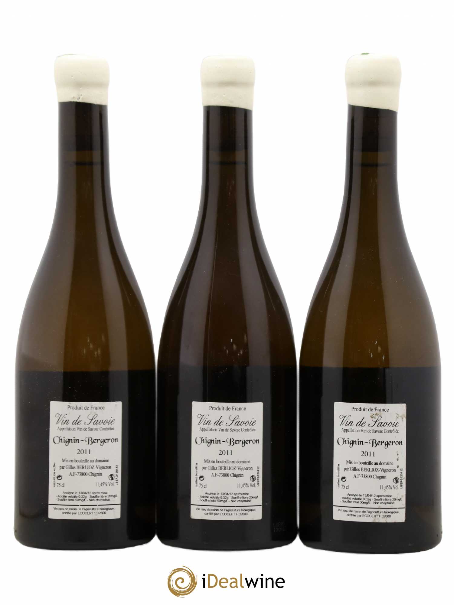 Vin de Savoie Chignin-Bergeron Les Filles Gilles Berlioz 2011 - Lot de 3 bouteilles - 1
