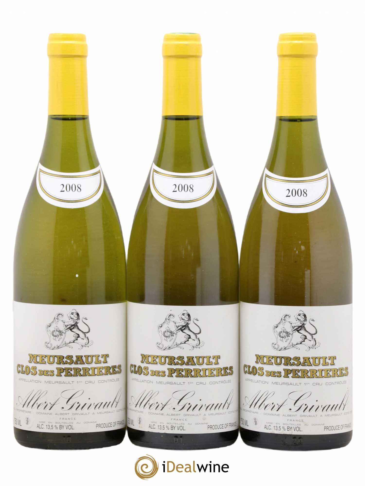 Meursault 1er Cru Clos des Perrières Monopole Albert Grivault 2008 - Lot de 3 bouteilles - 0