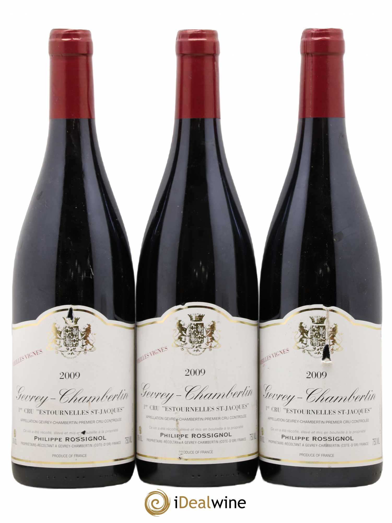 Gevrey-Chambertin 1er Cru Estournelles St Jacques Vieilles Vignes Philippe Rossignol 2009 - Posten von 3 Flaschen - 0