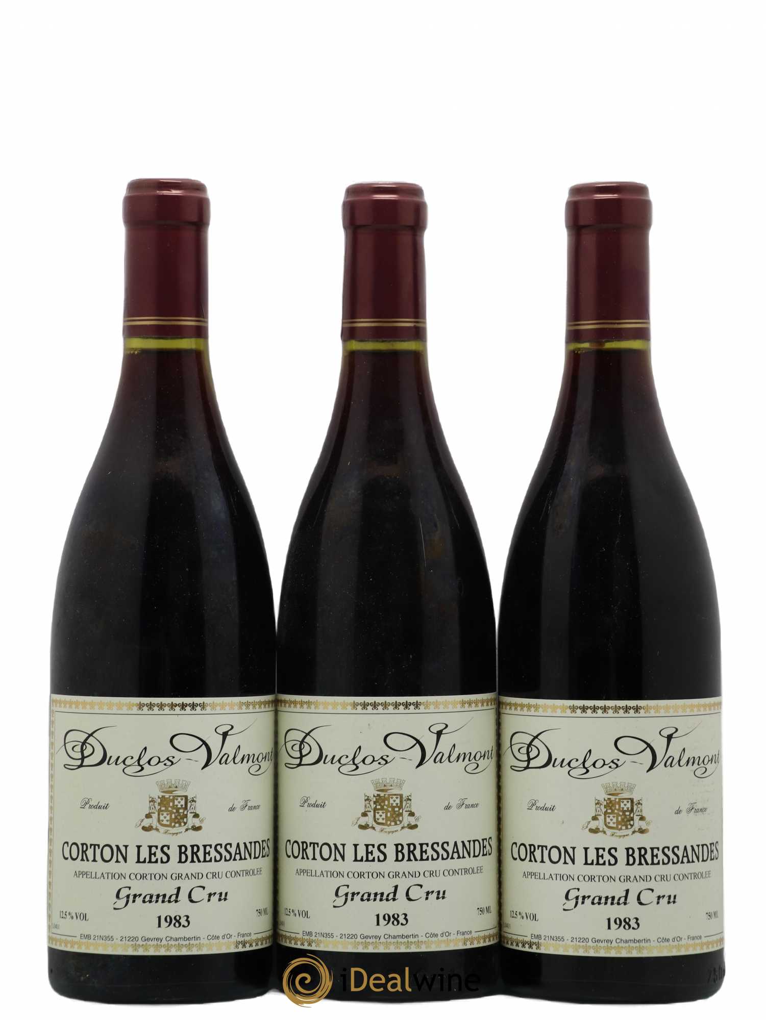 Corton Grand Cru Les Bressandes Duclos Valmont 1983 - Posten von 3 Flaschen - 0