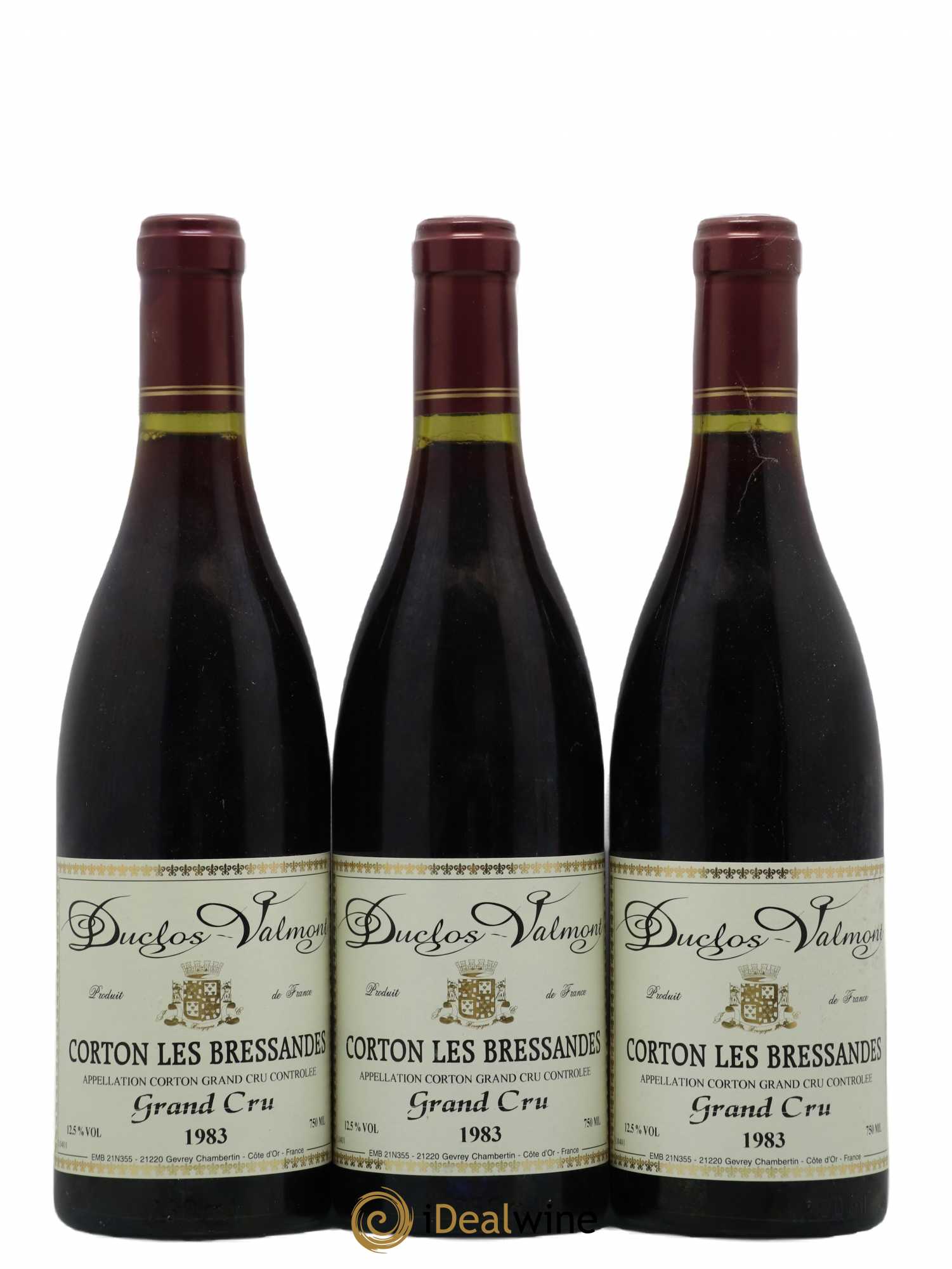 Corton Grand Cru Les Bressandes Duclos Valmont 1983 - Posten von 3 Flaschen - 0