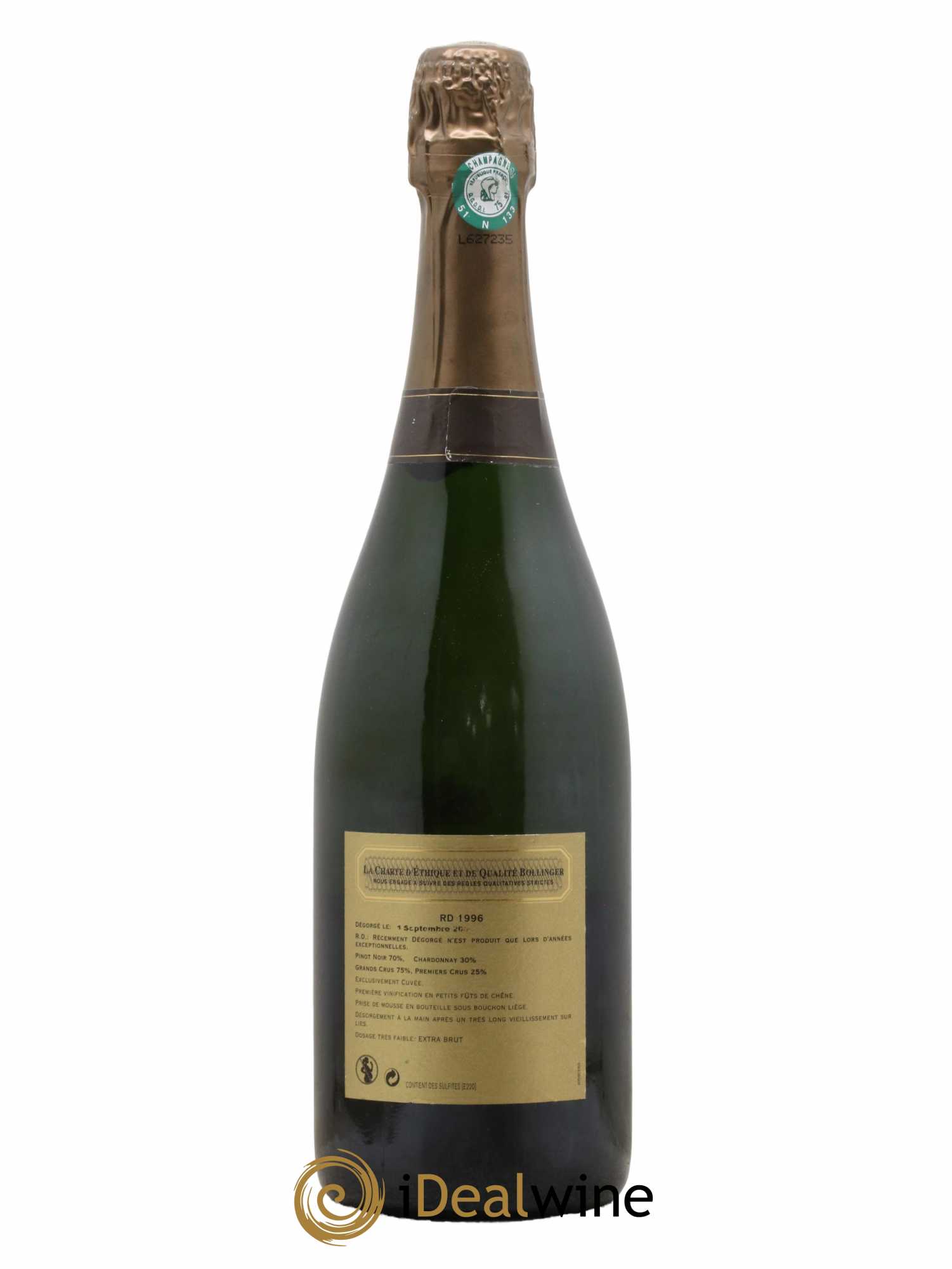 R.D. Extra-Brut Bollinger 1996 - Lot de 1 bouteille - 1