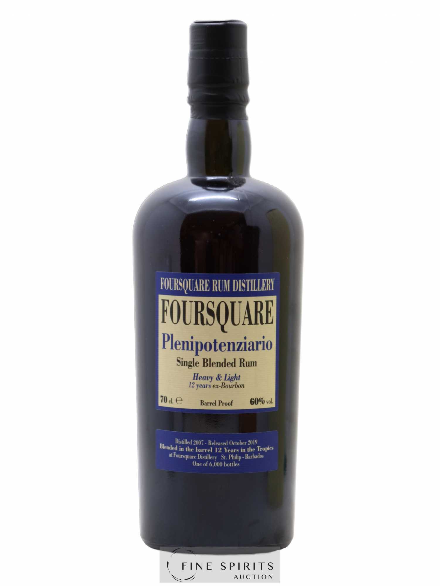 Foursquare 12 years 2007 Velier Plenipotenziario Barrel Proof - One of 6000 - bottled 2019 - Lot de 1 bouteille - 1