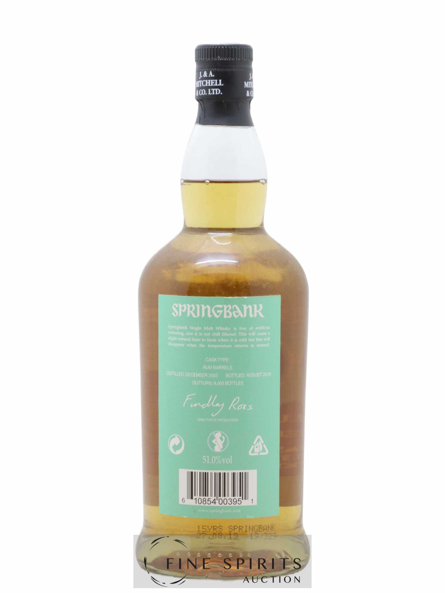 Springbank 15 years 2003 Of. Rum Wood One of 9000 - bottled 2019 - Lot of 1 bottle - 2