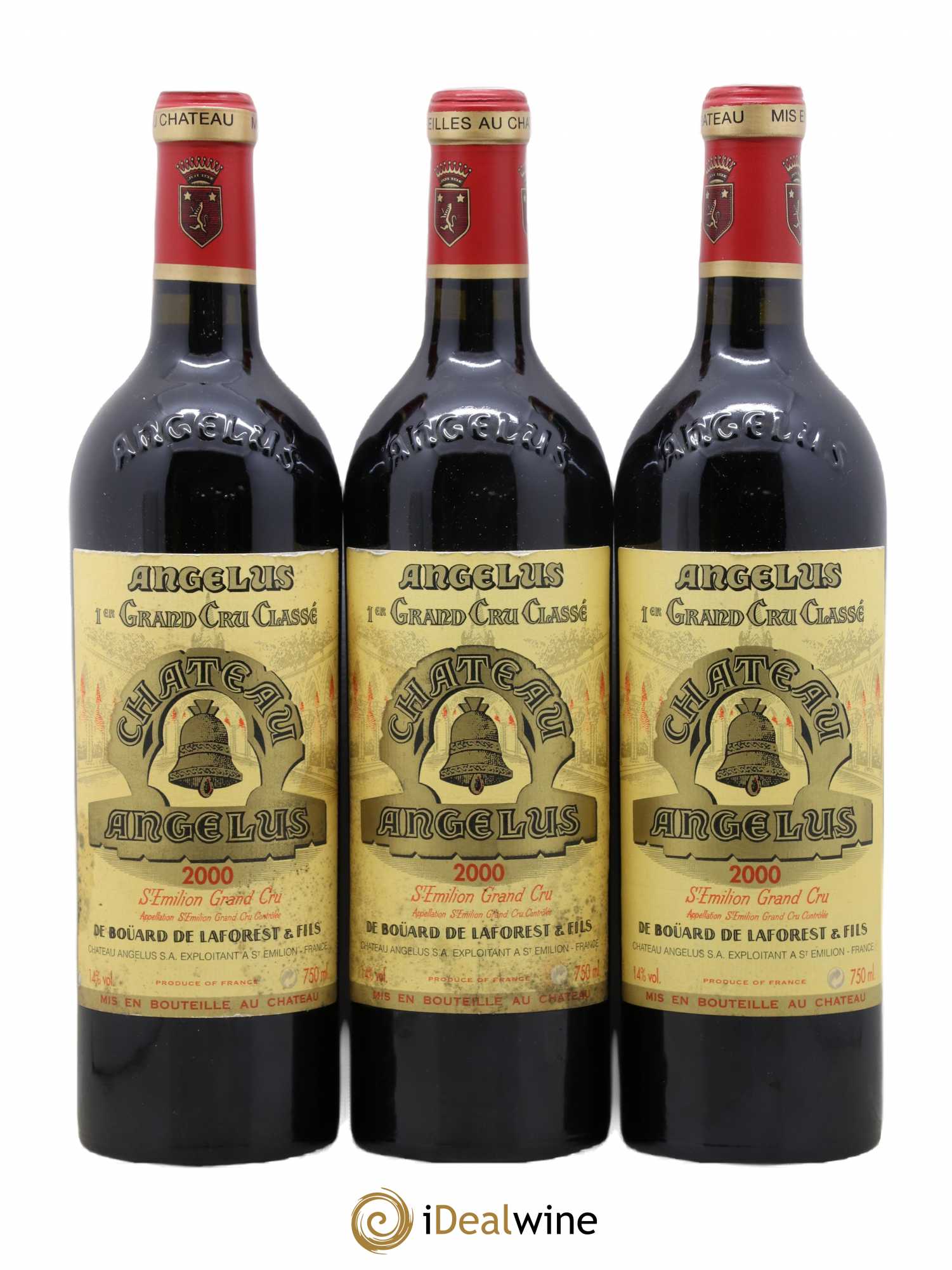Château Angélus 1er Grand Cru Classé A 2000 - Lot de 3 bouteilles - 0