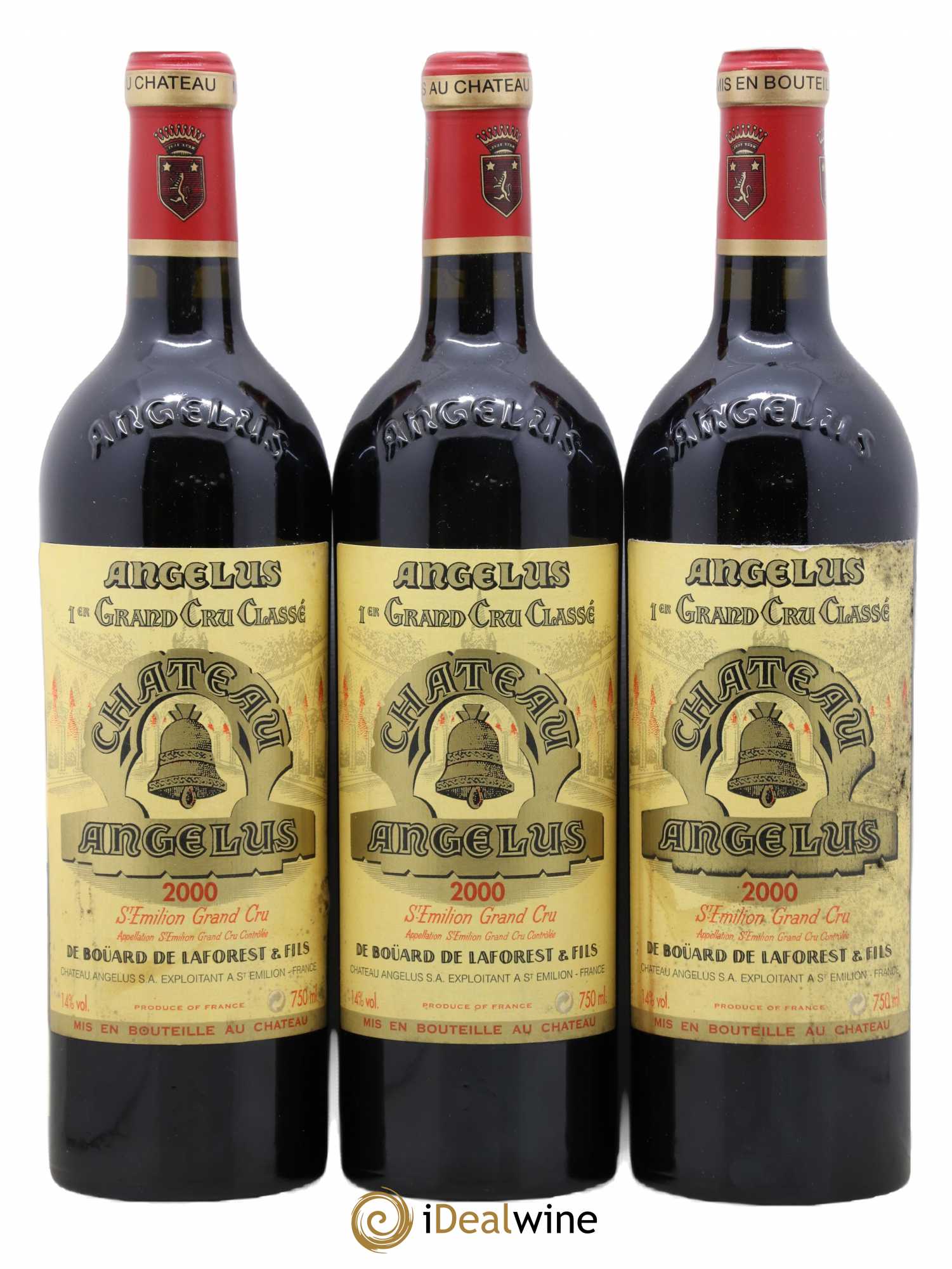 Château Angélus 1er Grand Cru Classé A 2000 - Lot de 3 bouteilles - 0