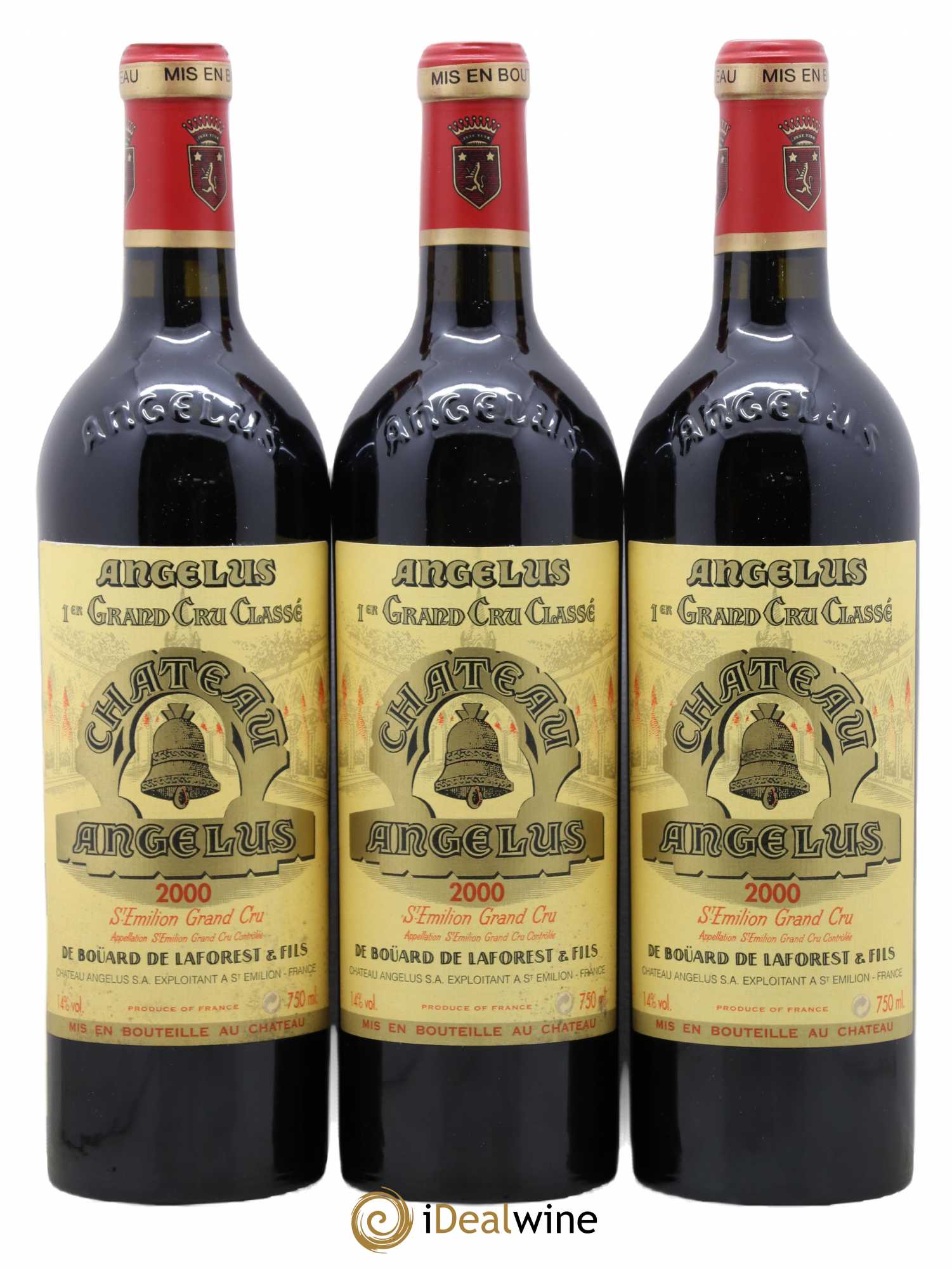 Château Angélus 1er Grand Cru Classé A 2000 - Lot de 3 bouteilles - 0