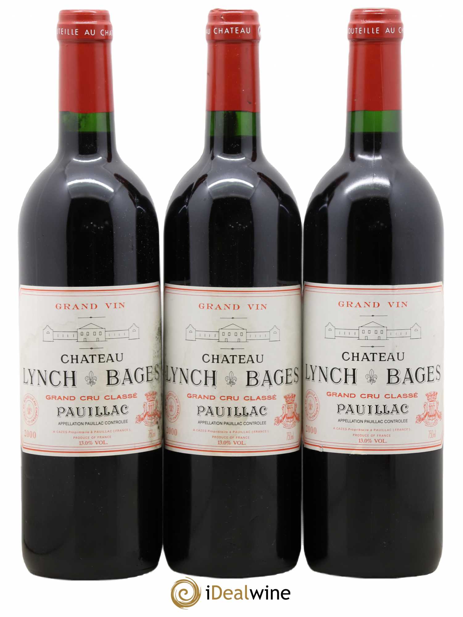 Château Lynch Bages 5ème Grand Cru Classé 2000 - Lot de 3 bouteilles - 0