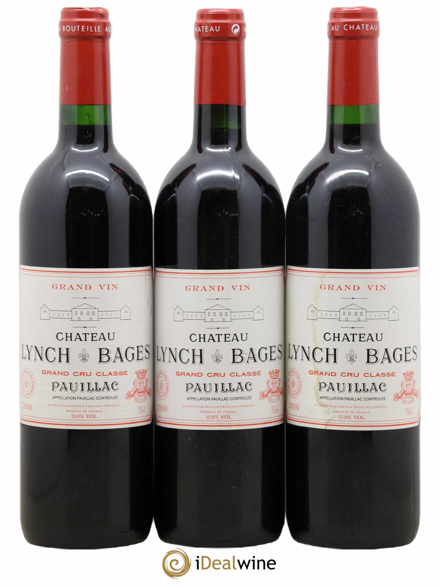 Château Lynch Bages 5ème Grand Cru Classé 2000 - Lot de 3 bouteilles - 0