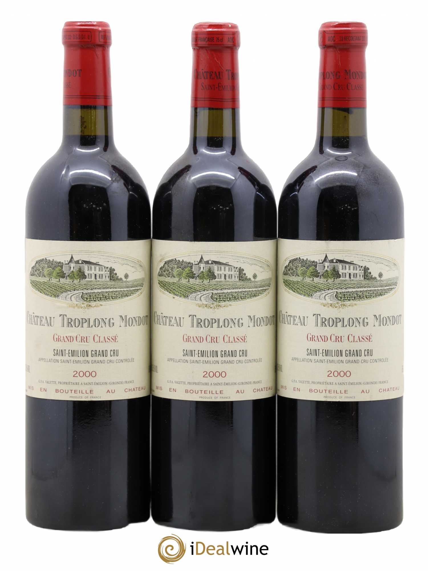Château Troplong Mondot 1er Grand Cru Classé B 2000 - Lot de 3 bouteilles - 0