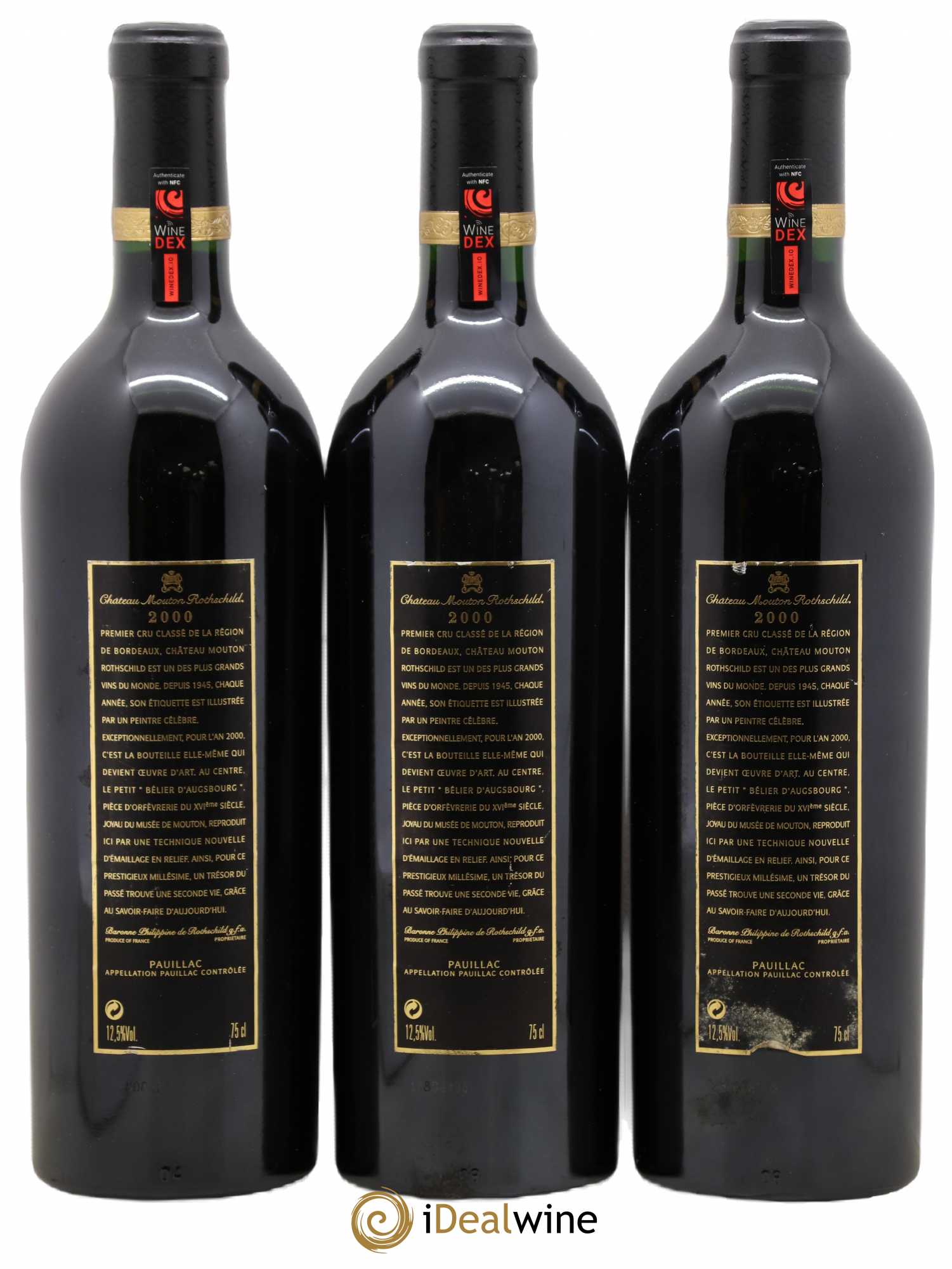 Château Mouton Rothschild 1er Grand Cru Classé 2000 - Lot de 3 bouteilles - 1