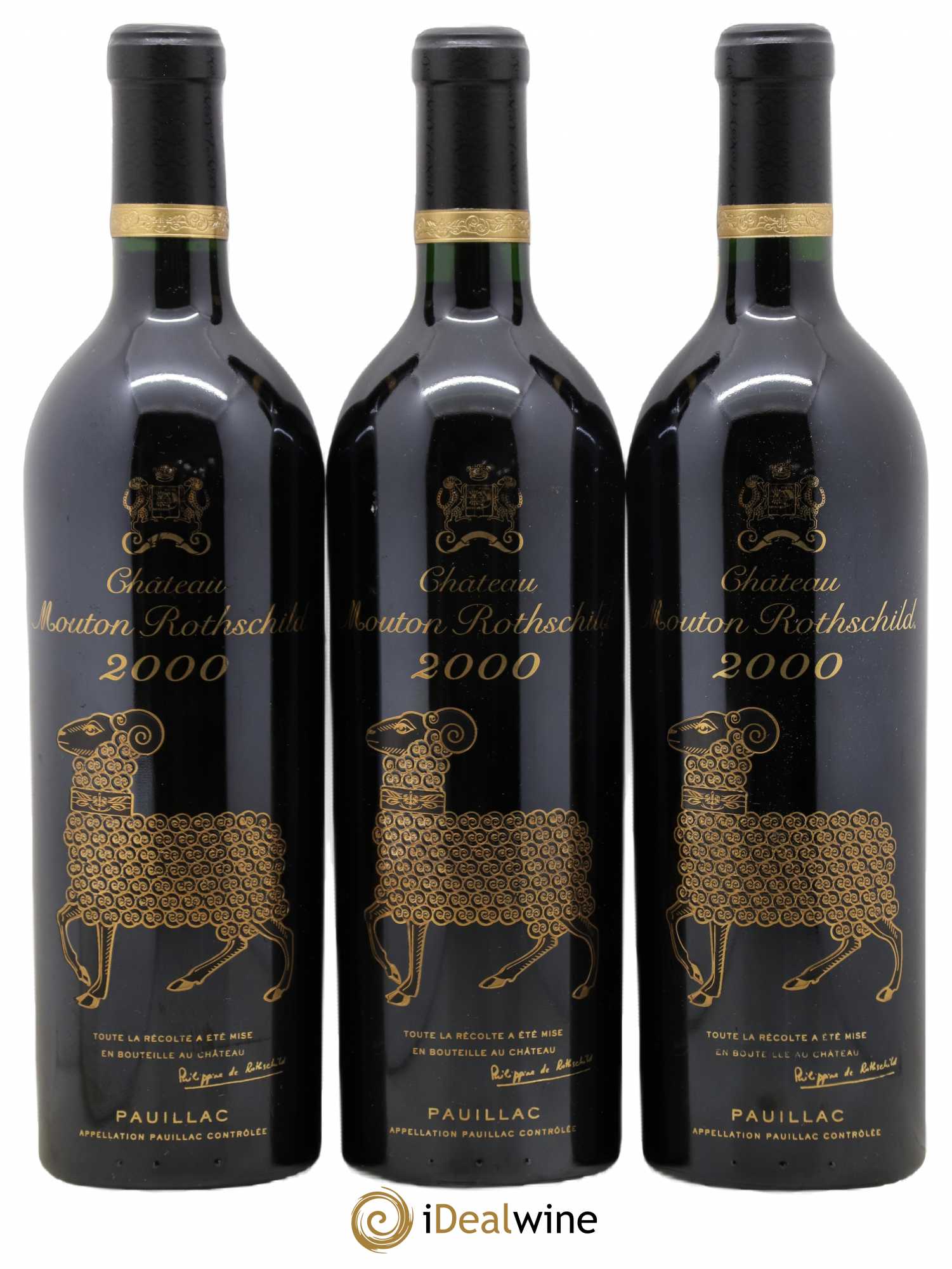 Château Mouton Rothschild 1er Grand Cru Classé 2000 - Lot de 3 bouteilles - 0