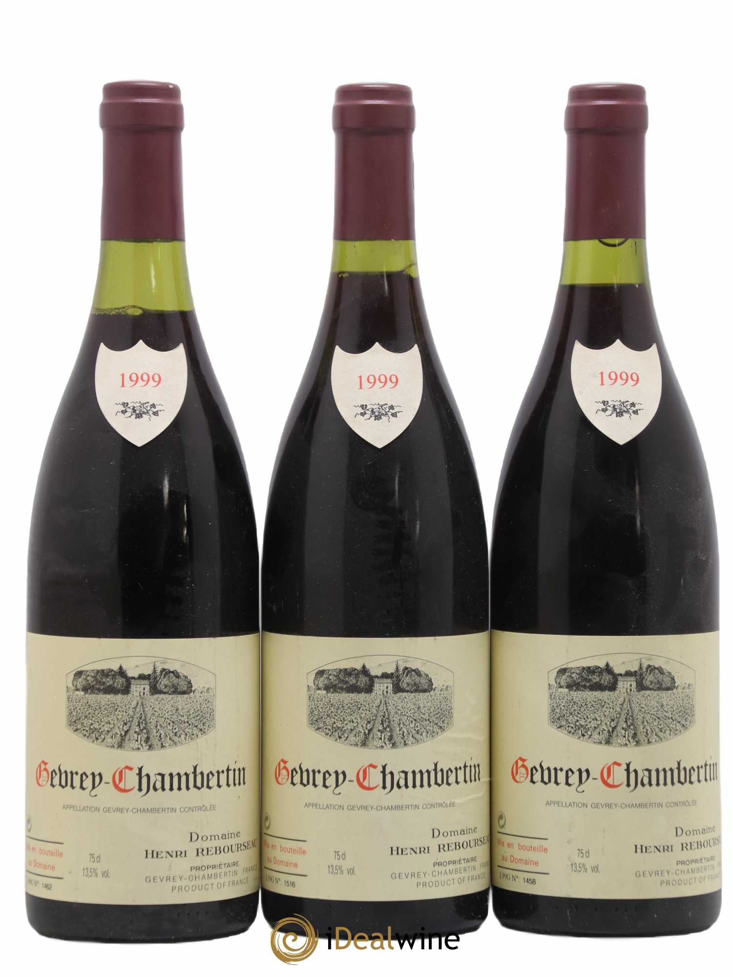 Gevrey-Chambertin Henri Rebourseau (Domaine) 1999 - Lot de 3 bouteilles - 0