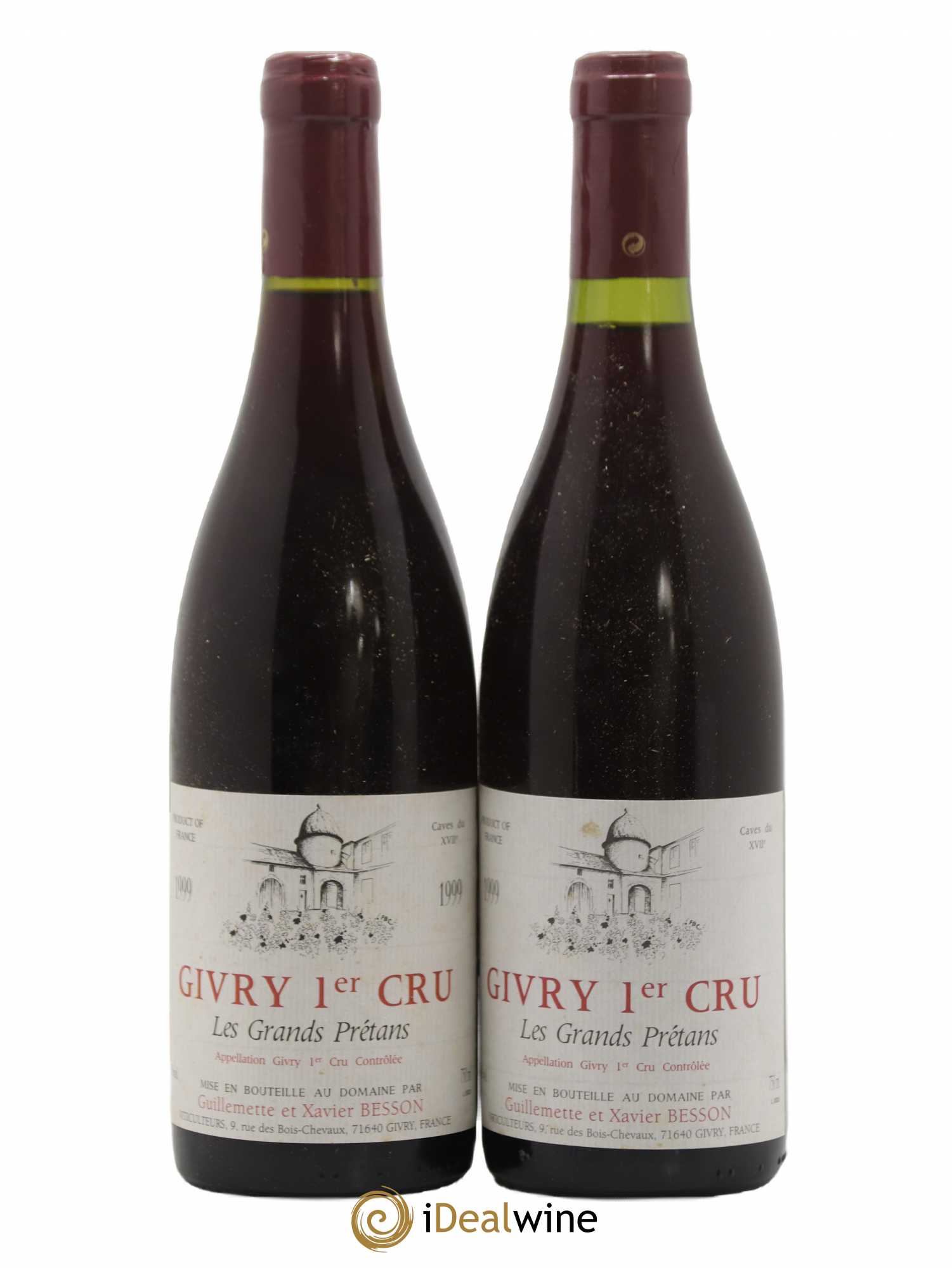 Givry 1er Cru Les Grands Pretans Guillemette Et Xavier Besson 1999 - Posten von 2 Flaschen - 0