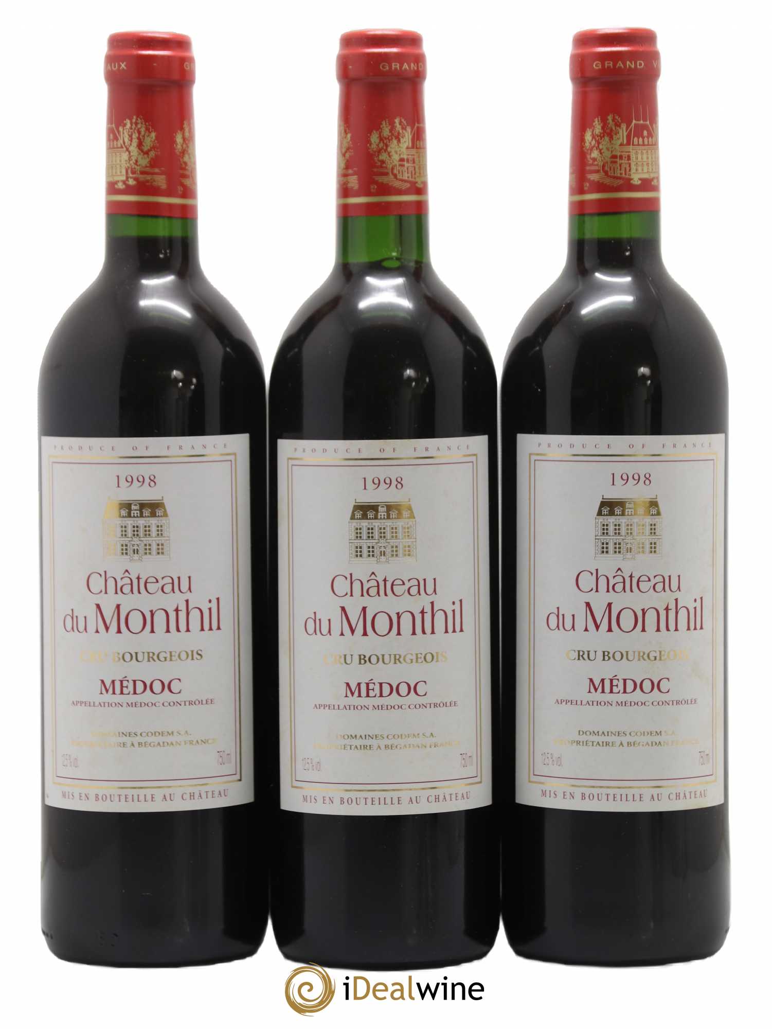 Château du Monthil Cru Bourgeois 1998 - Lot de 3 bouteilles - 0