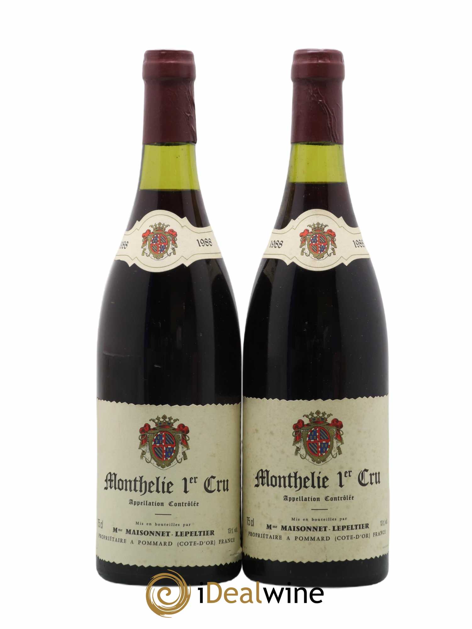 Monthélie 1er Cru Maisonnet Lepeltier 1988 - Lot de 2 bouteilles - 0