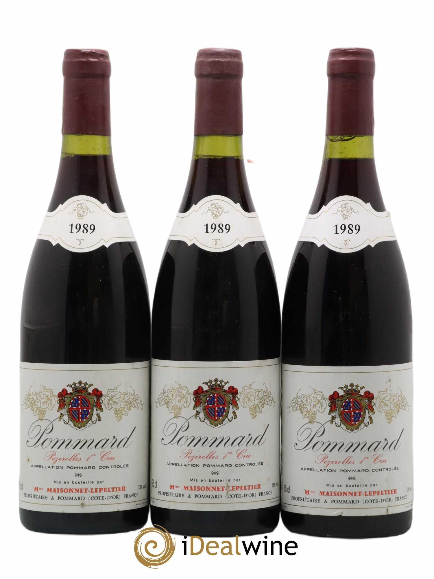 Pommard 1er Cru Pezerolles Mme Maisonnet Lepeltier 1989 - Lot de 3 bouteilles - 0