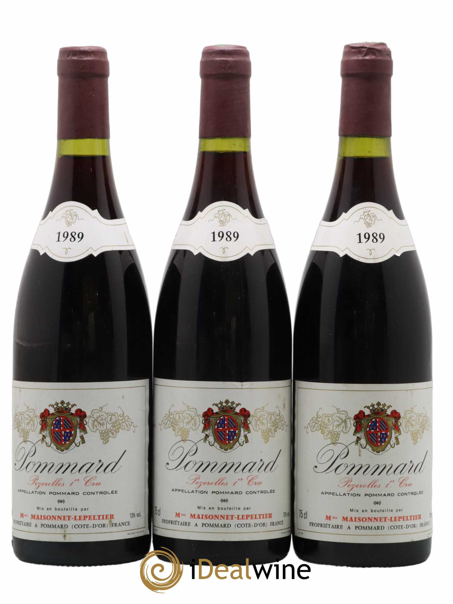 Pommard 1er Cru Pezerolles Mme Maisonnet Lepeltier 1989 - Lot de 3 bouteilles - 0