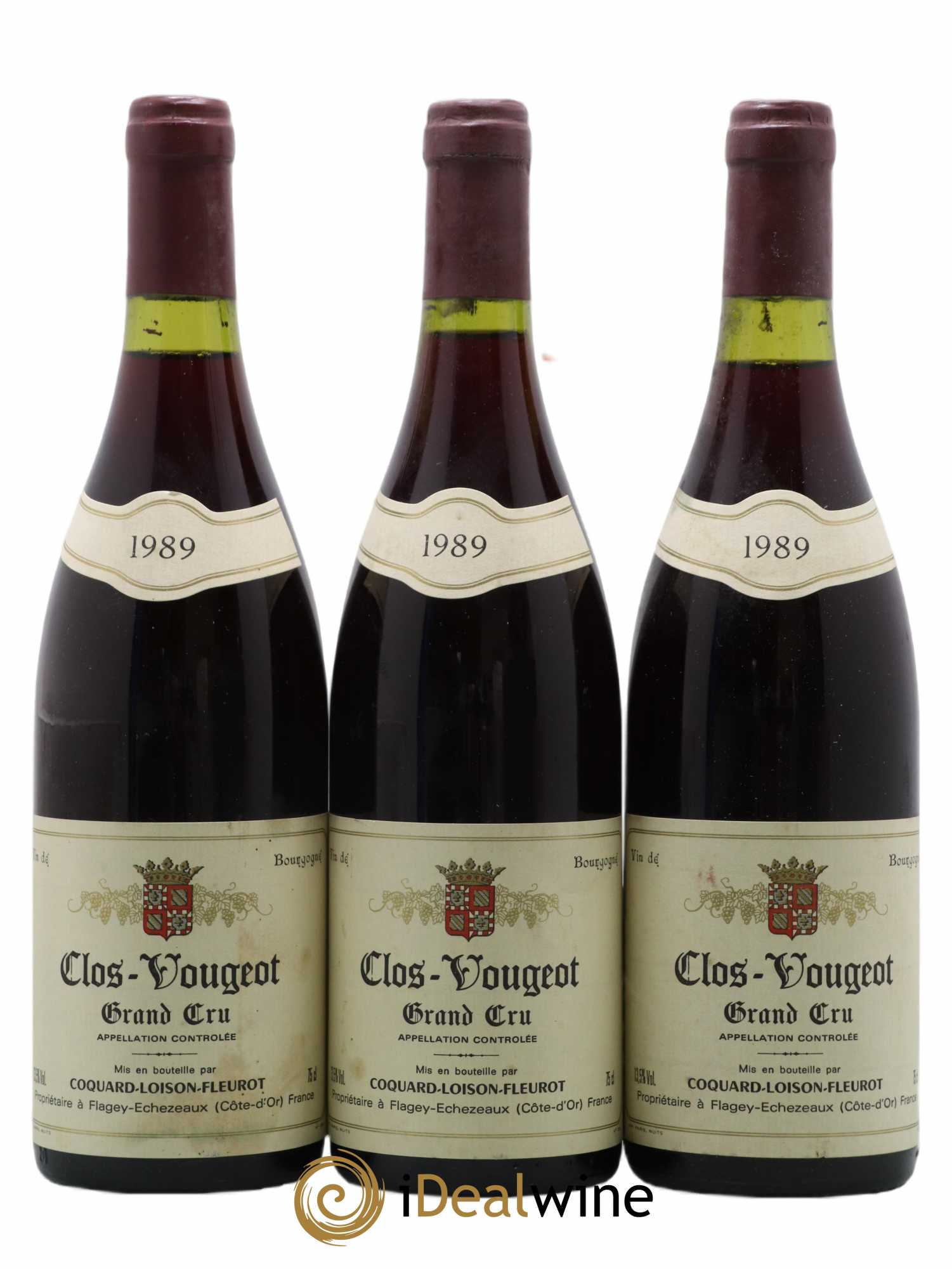 Clos de Vougeot Grand Cru Coquard Loison-Fleurot 1989 - Lot de 3 bouteilles - 0