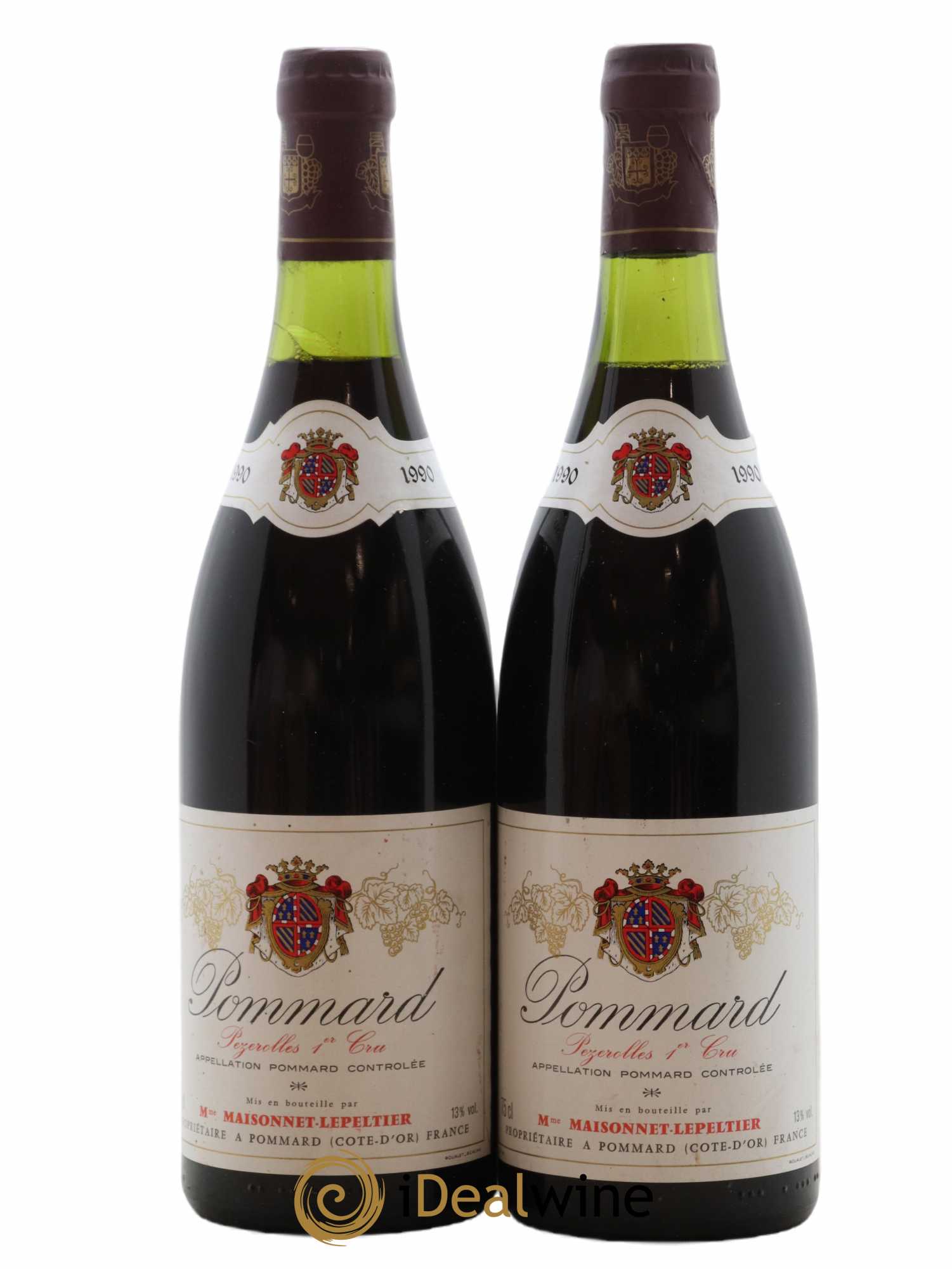 Pommard 1er Cru Pezerolles Mme Maisonnet Lepeltier 1990 - Lot de 2 bouteilles - 0
