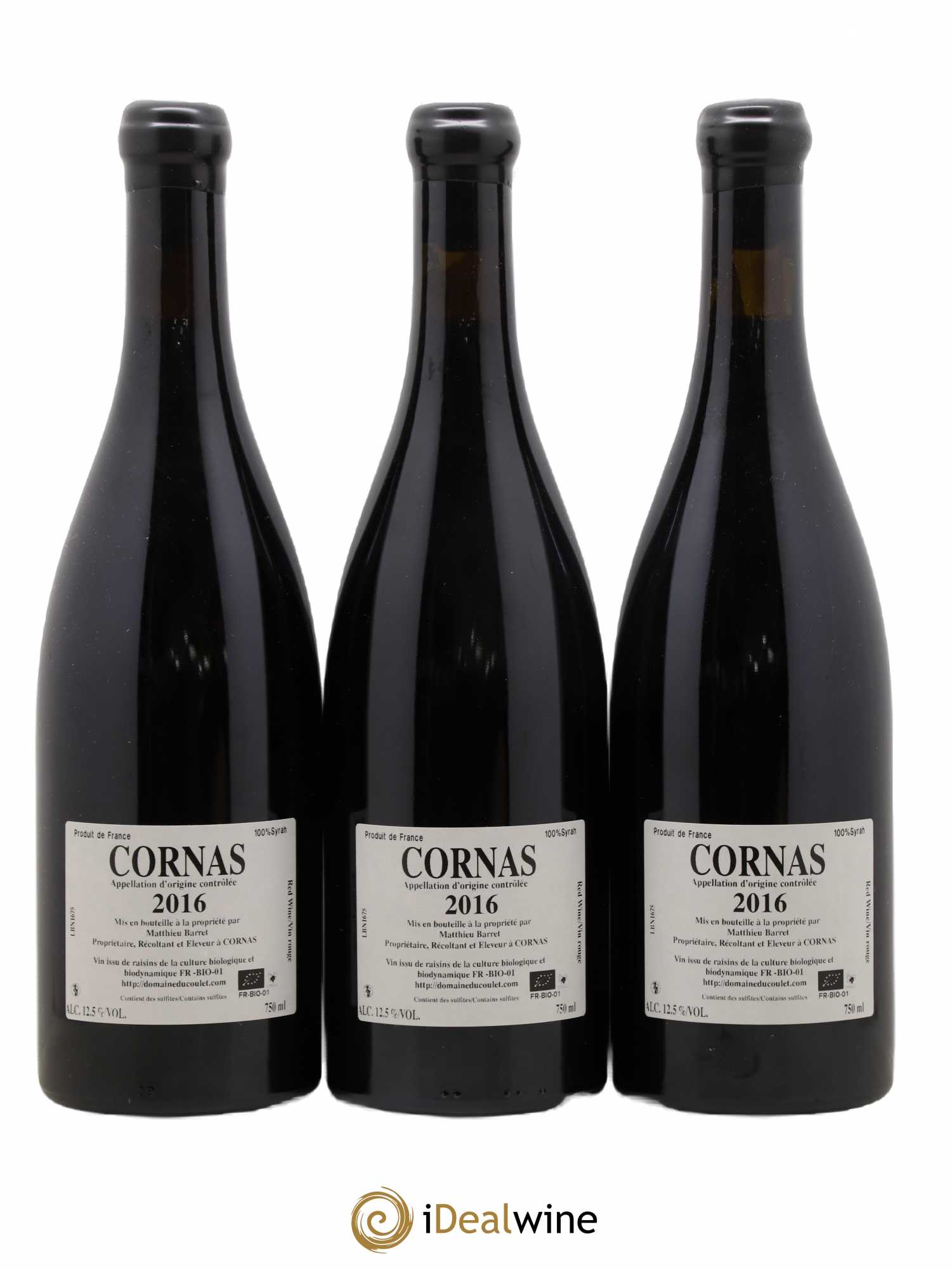 Cornas Billes Noires Coulet (Domaine du) - Matthieu Barret 2016 - Lot de 3 bouteilles - 1