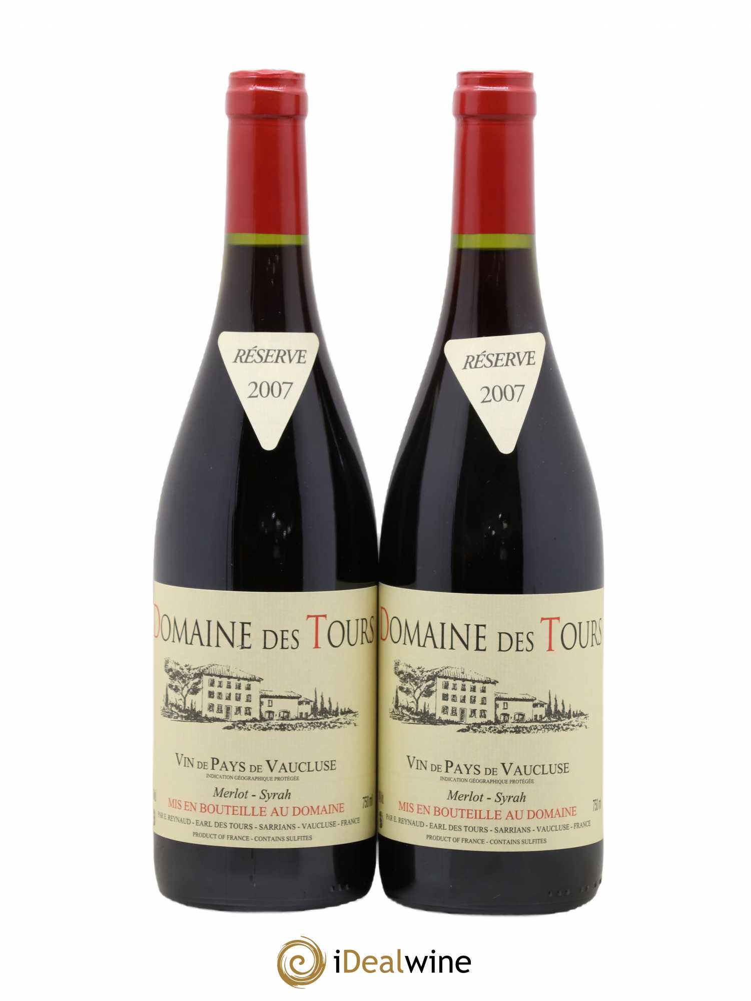 Vaucluse Domaine des Tours Merlot-Syrah Emmanuel Reynaud (sans prix de réserve) 2007 - Lot de 2 bouteilles - 0