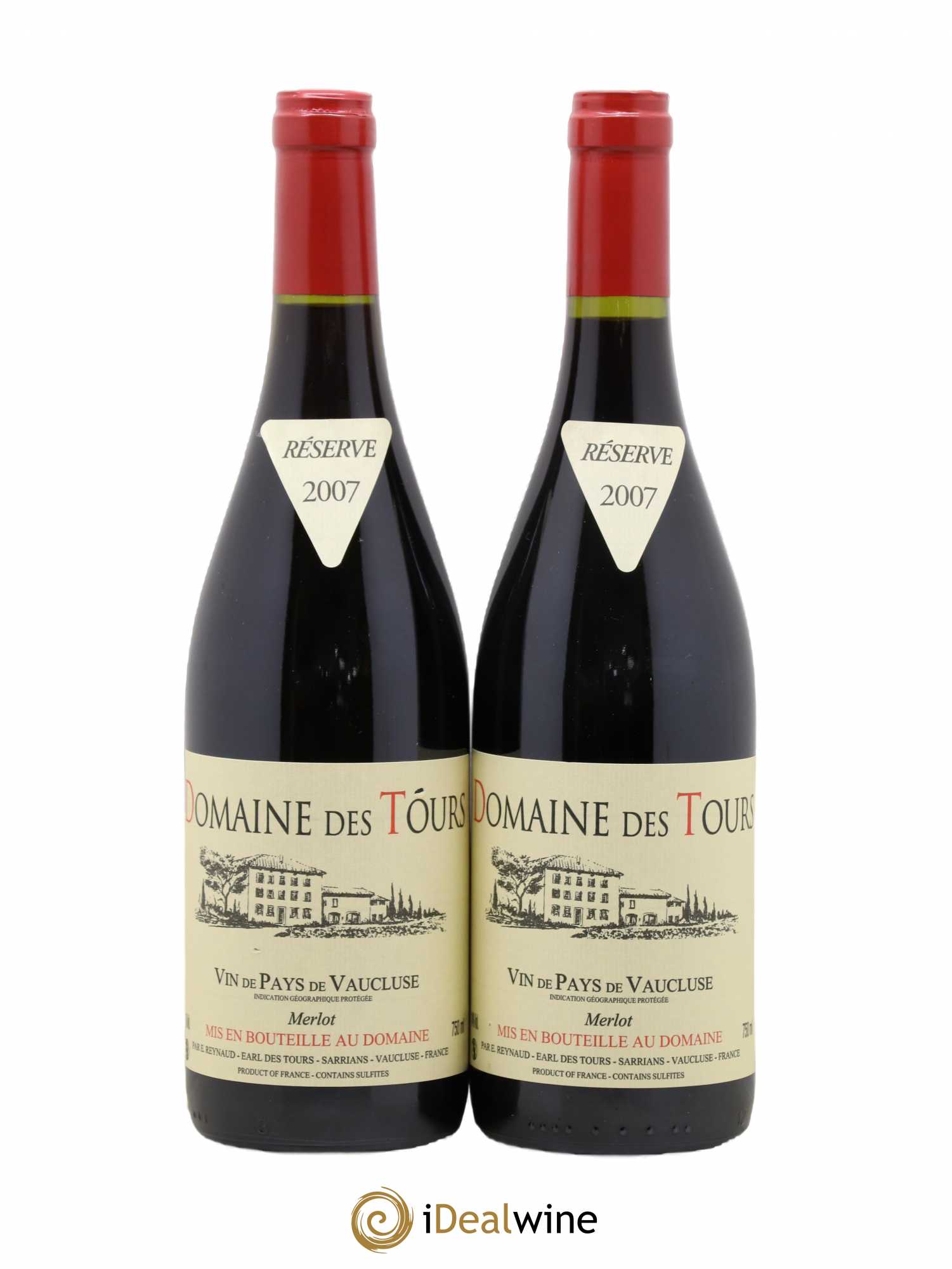 Vaucluse Domaine des Tours Merlot Emmanuel Reynaud (sans prix de réserve) 2007 - Lot de 2 bouteilles - 0