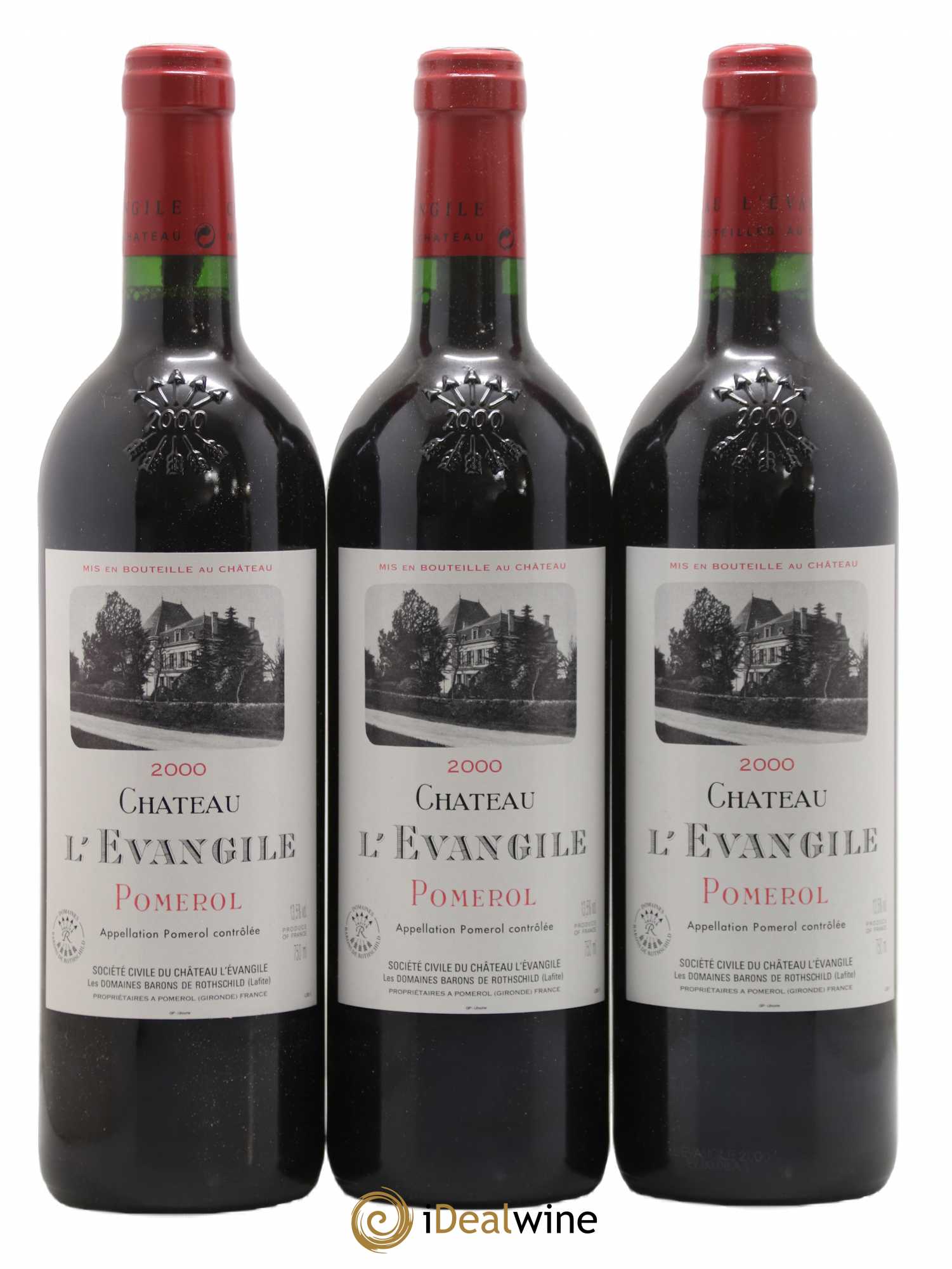 Château l' Évangile 2000 - Lot de 3 bouteilles - 0