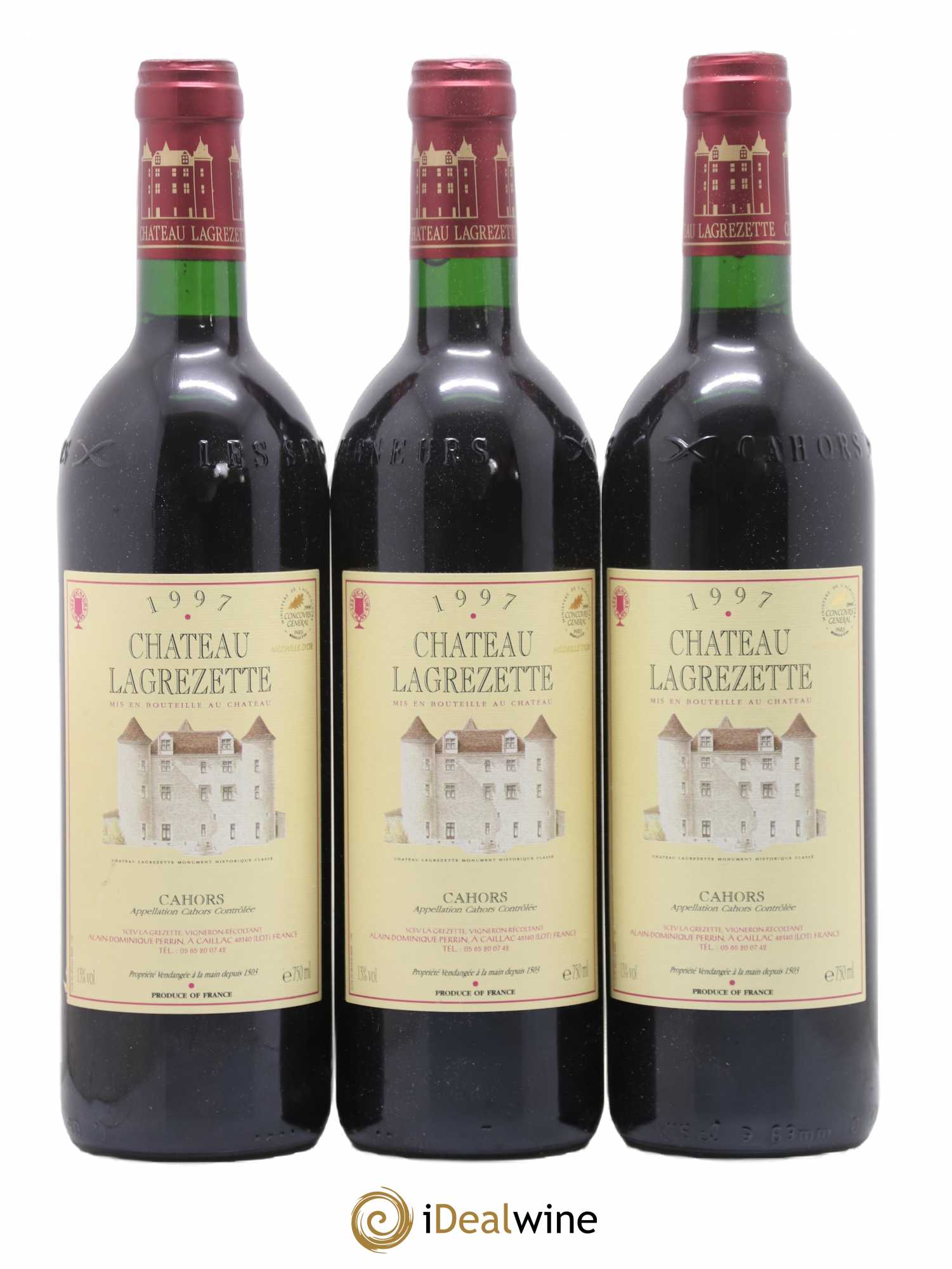 Cahors Château Lagrezette Alain Dominique Perrin 1997 - Lot de 3 bouteilles - 0