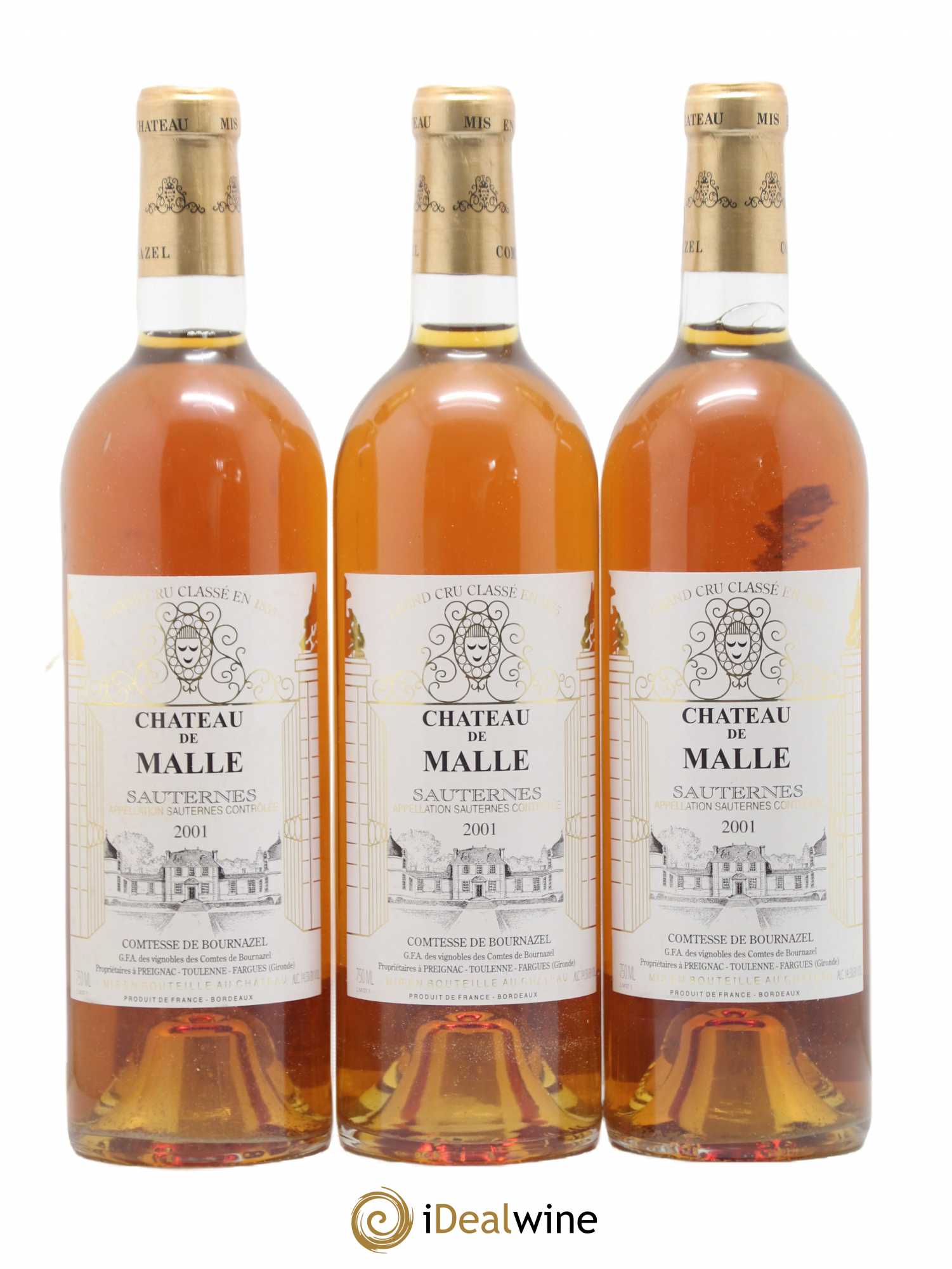 Château de Malle 2ème Grand Cru Classé 2001 - Lot de 3 bouteilles - 0