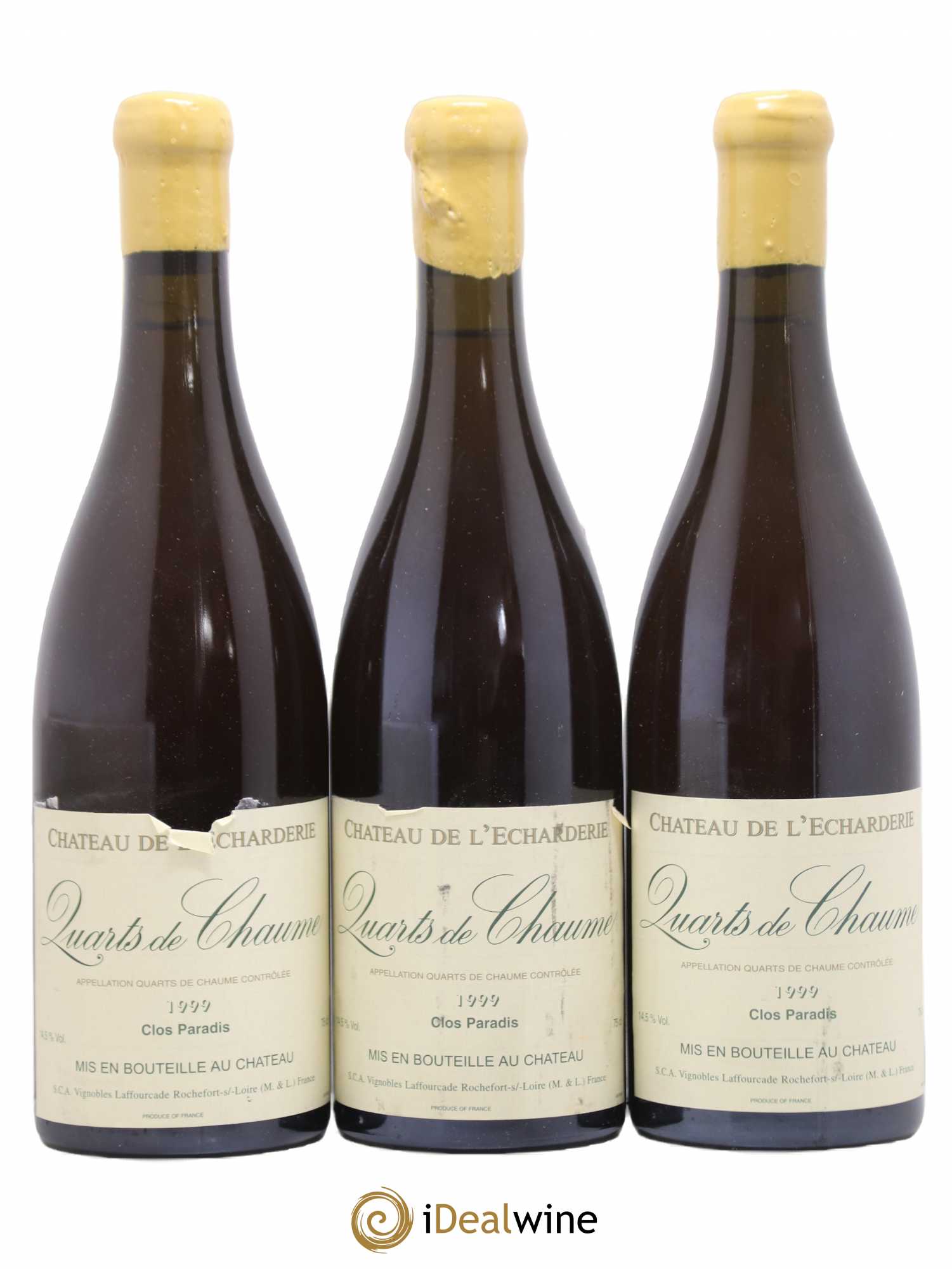 Quarts de Chaume Chateau L'Echarderie Clos Paradis 1999 - Lotto di 3 bottiglie - 0