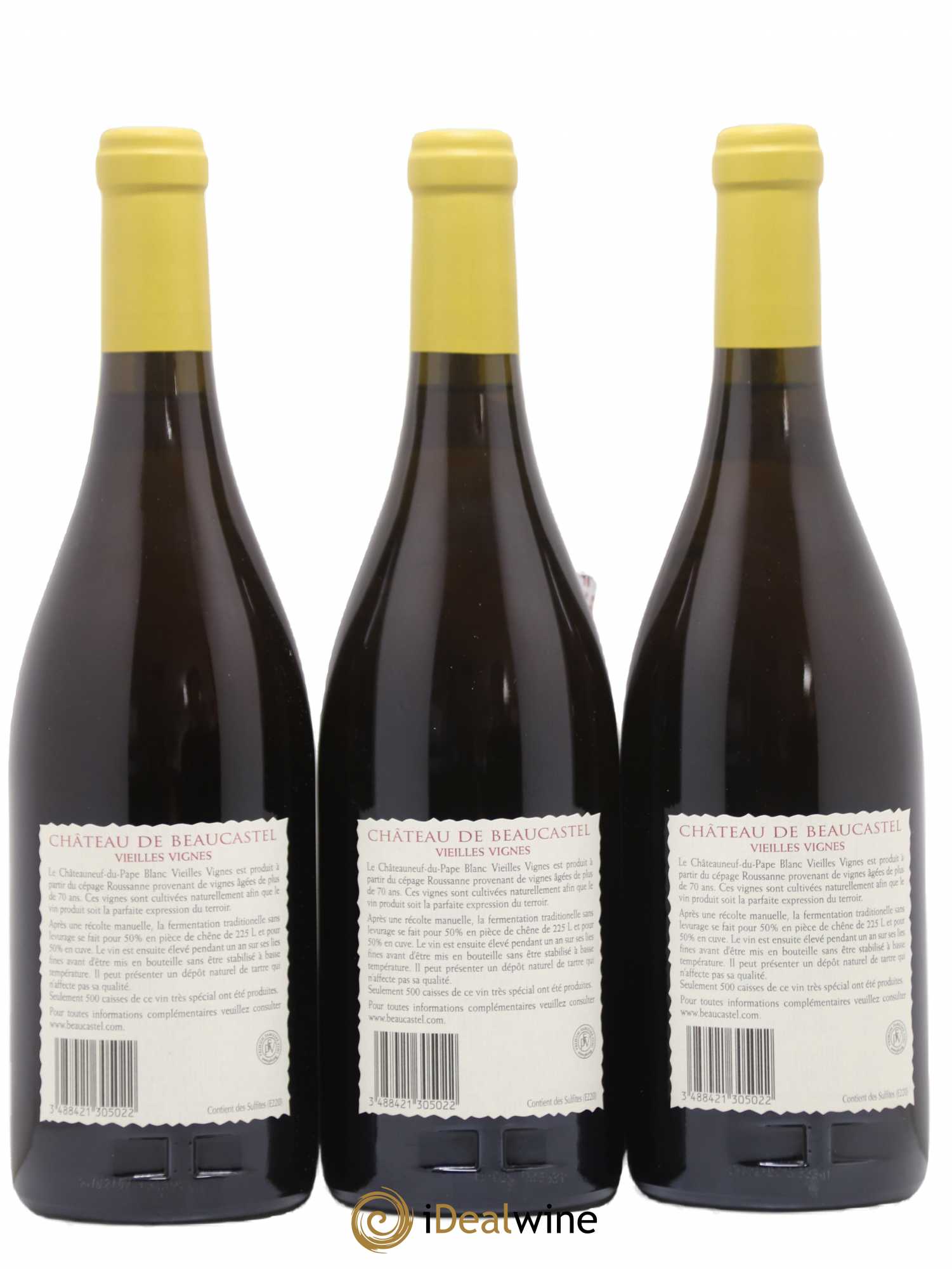 Châteauneuf-du-Pape Château de Beaucastel Vieilles vignes Roussanne Famille Perrin 2005 - Lot de 3 bouteilles - 1