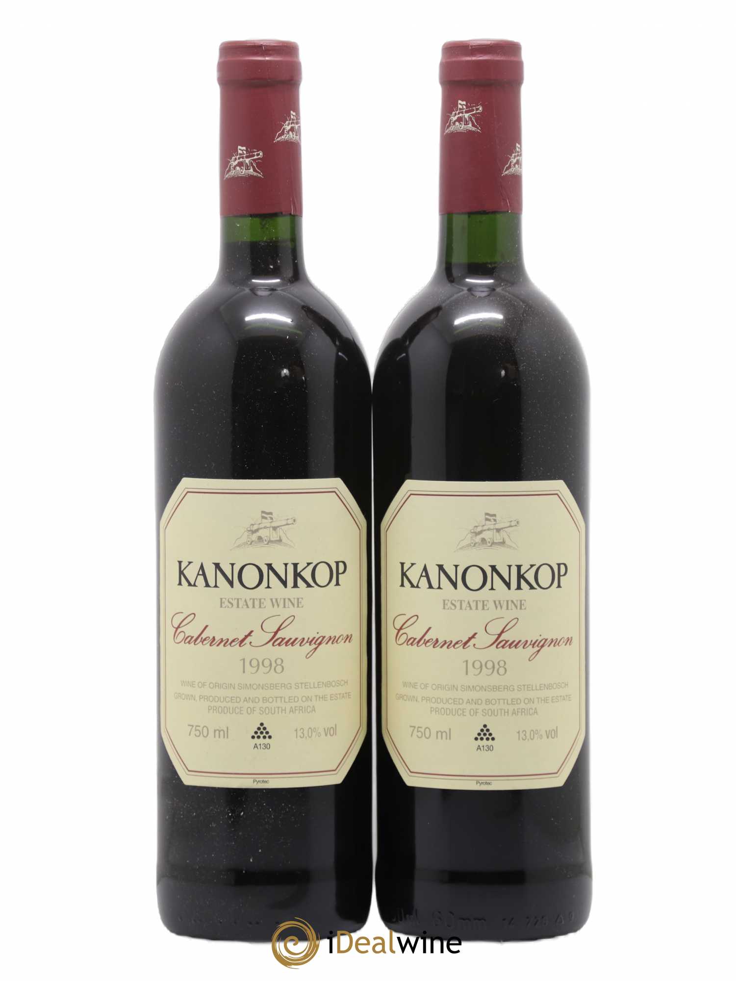 Stellenbosch Kanonkop Cabernet Sauvignon 1998 - Lot de 2 bouteilles - 0