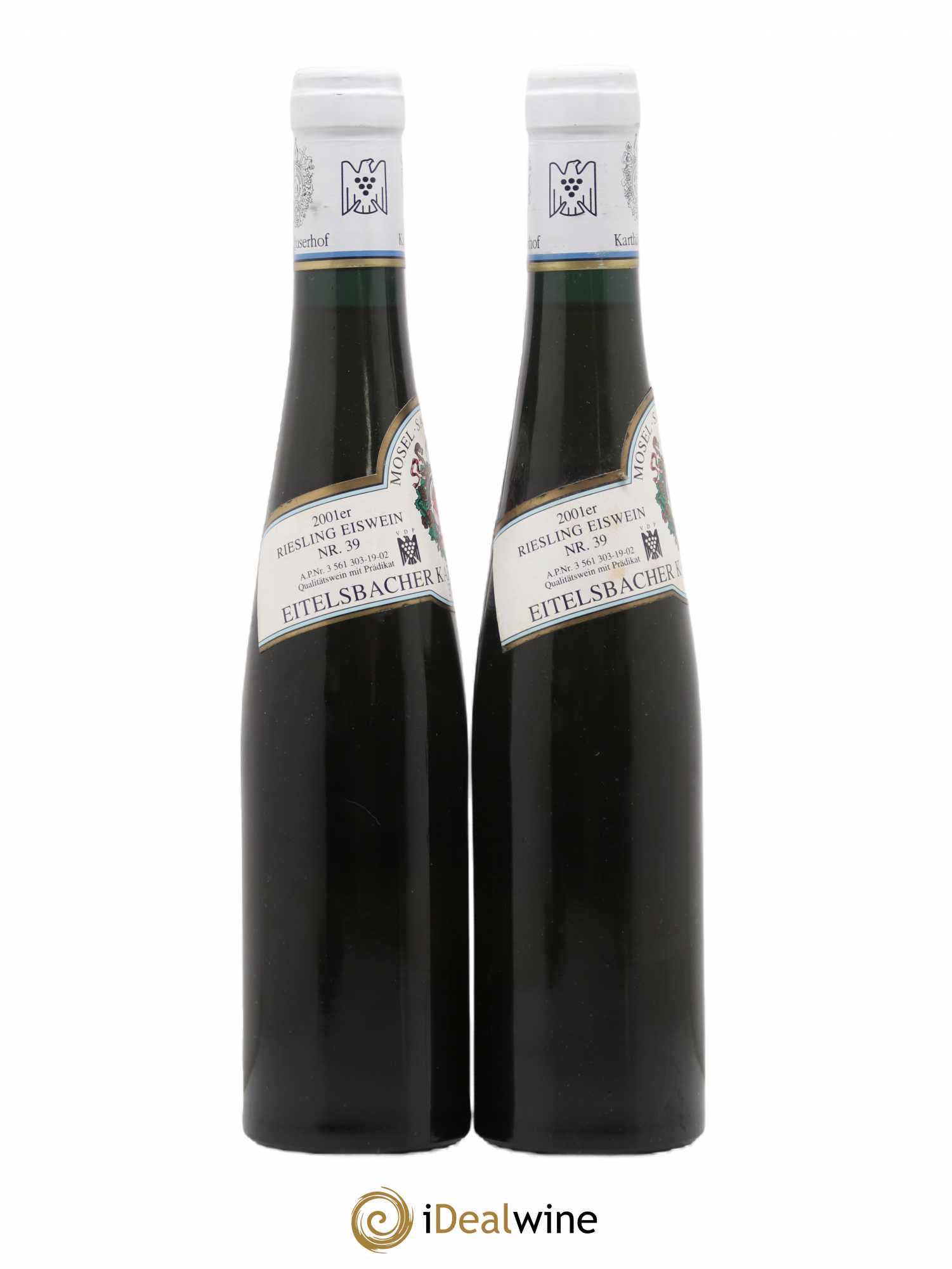Allemagne Mosel-Saar Eiswein Nr. 39 Eitelsbacher Karthauserhofberg Karthauserhof 2001 - Posten von 2 Demi-Flaschen - 1
