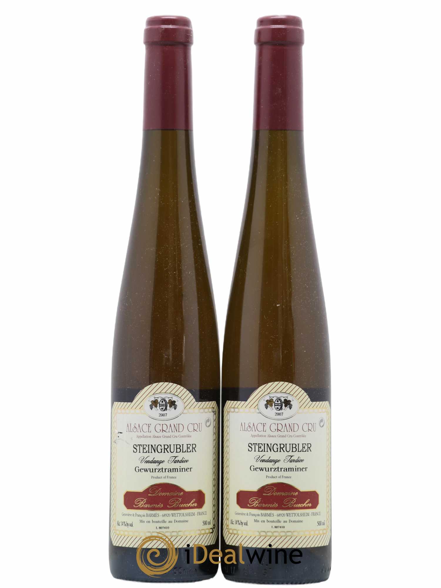 Alsace Grand Cru Steingrubler Gewuerztraminer Vendanges Tardives 50 CL 2007 - Lotto di 2 bottiglie - 0