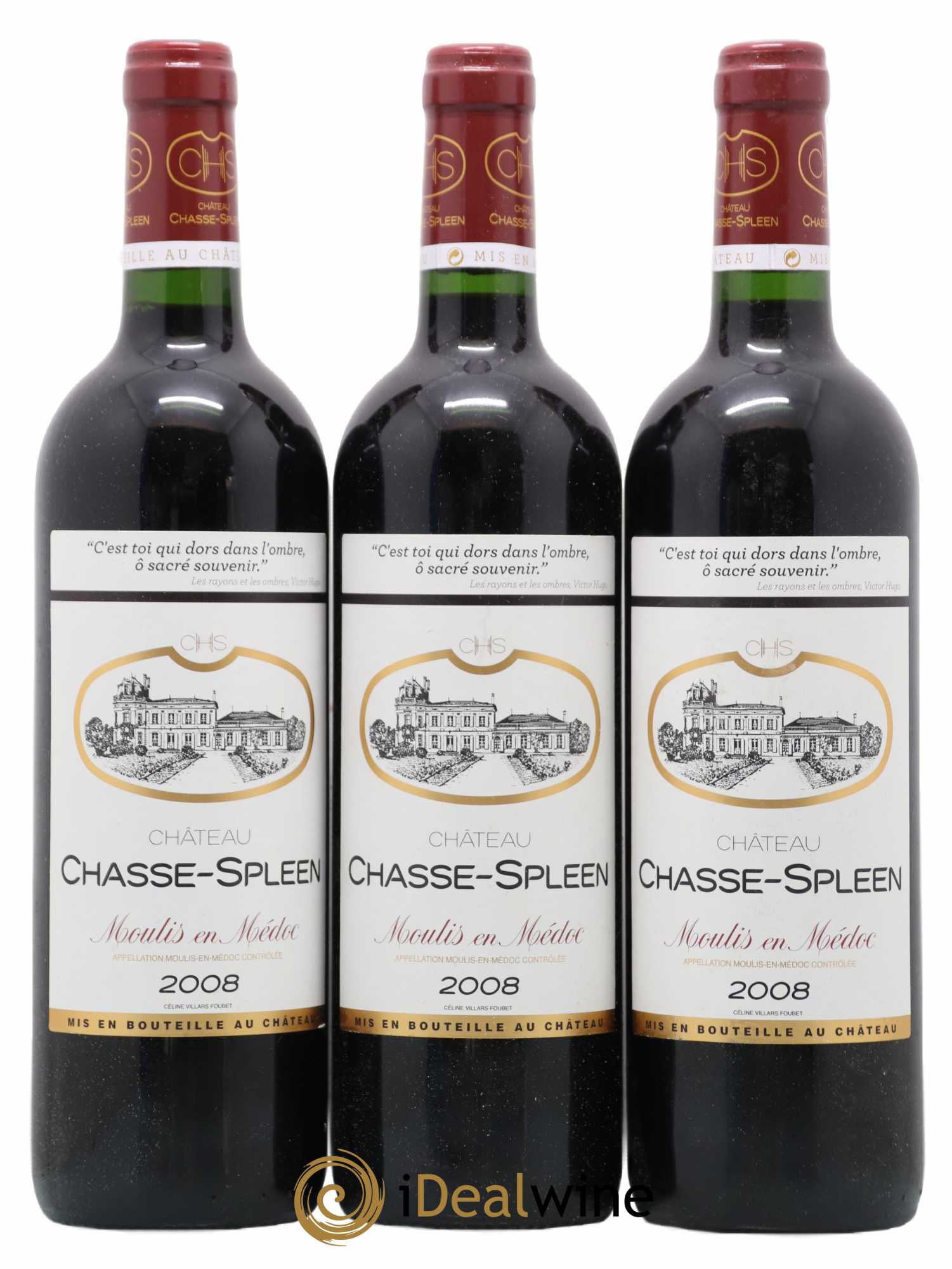 Château Chasse Spleen 2008 - Lot de 3 bouteilles - 0