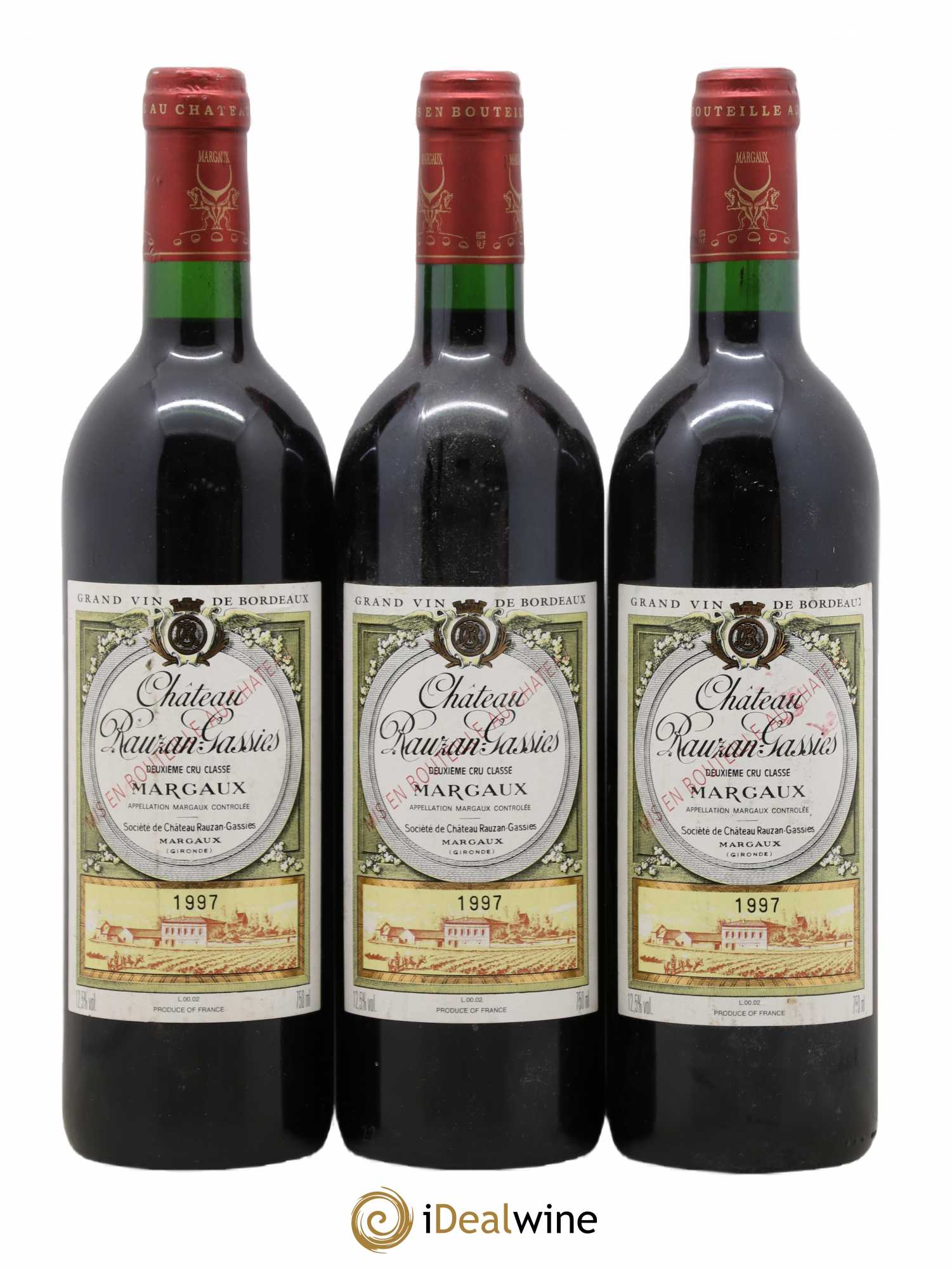 Château Rauzan-Gassies 2ème Grand Cru Classé 1997 - Lot de 3 bouteilles - 0