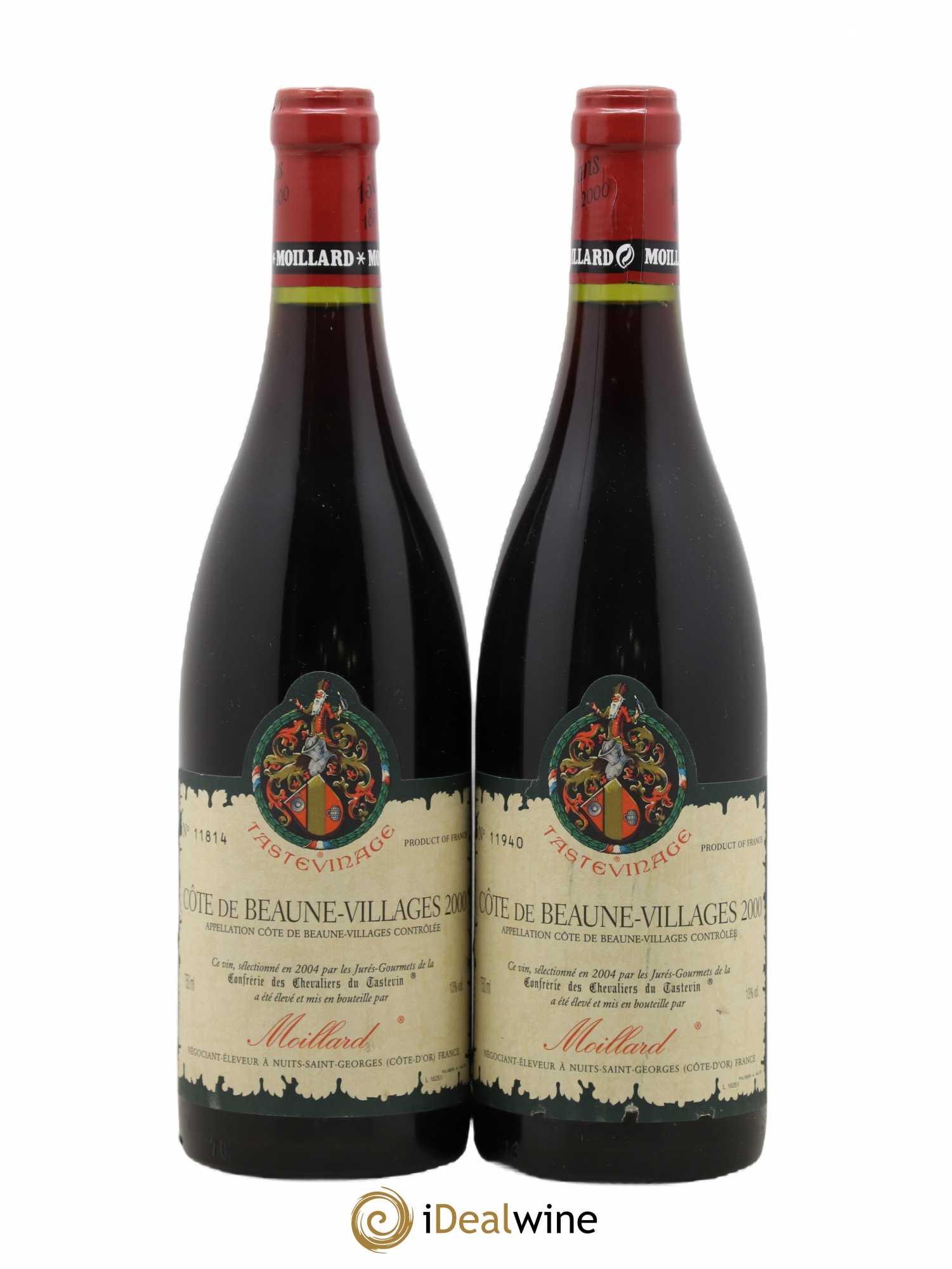 Côte de Beaune-Villages Confrerie Des Chevaliers Du Tastevin Domaine Moillard (sans prix de réserve) 2000 - Lot de 2 bouteilles - 0