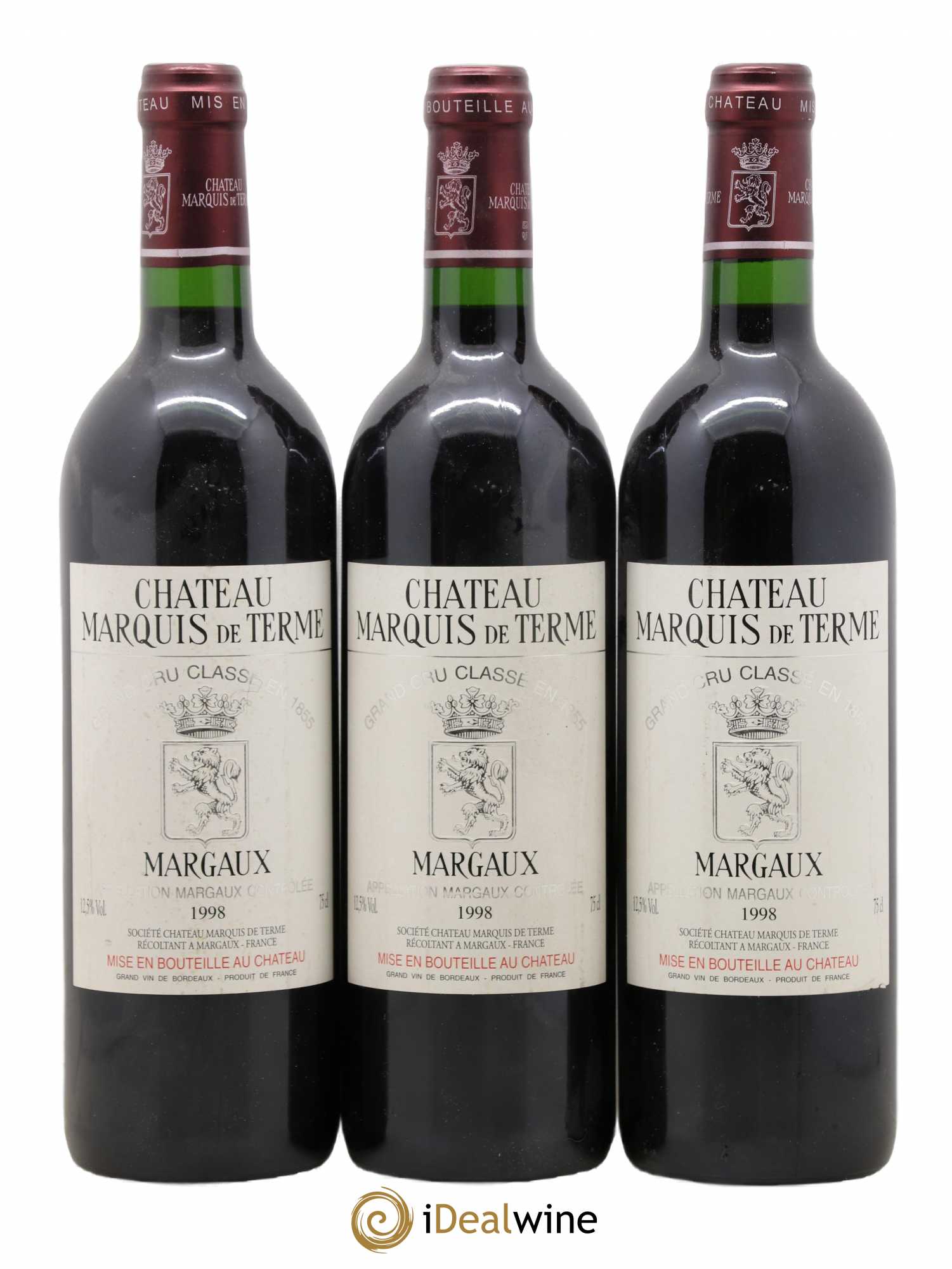 Château Marquis de Terme 4ème Grand Cru Classé 1998 - Lot de 3 bouteilles - 0