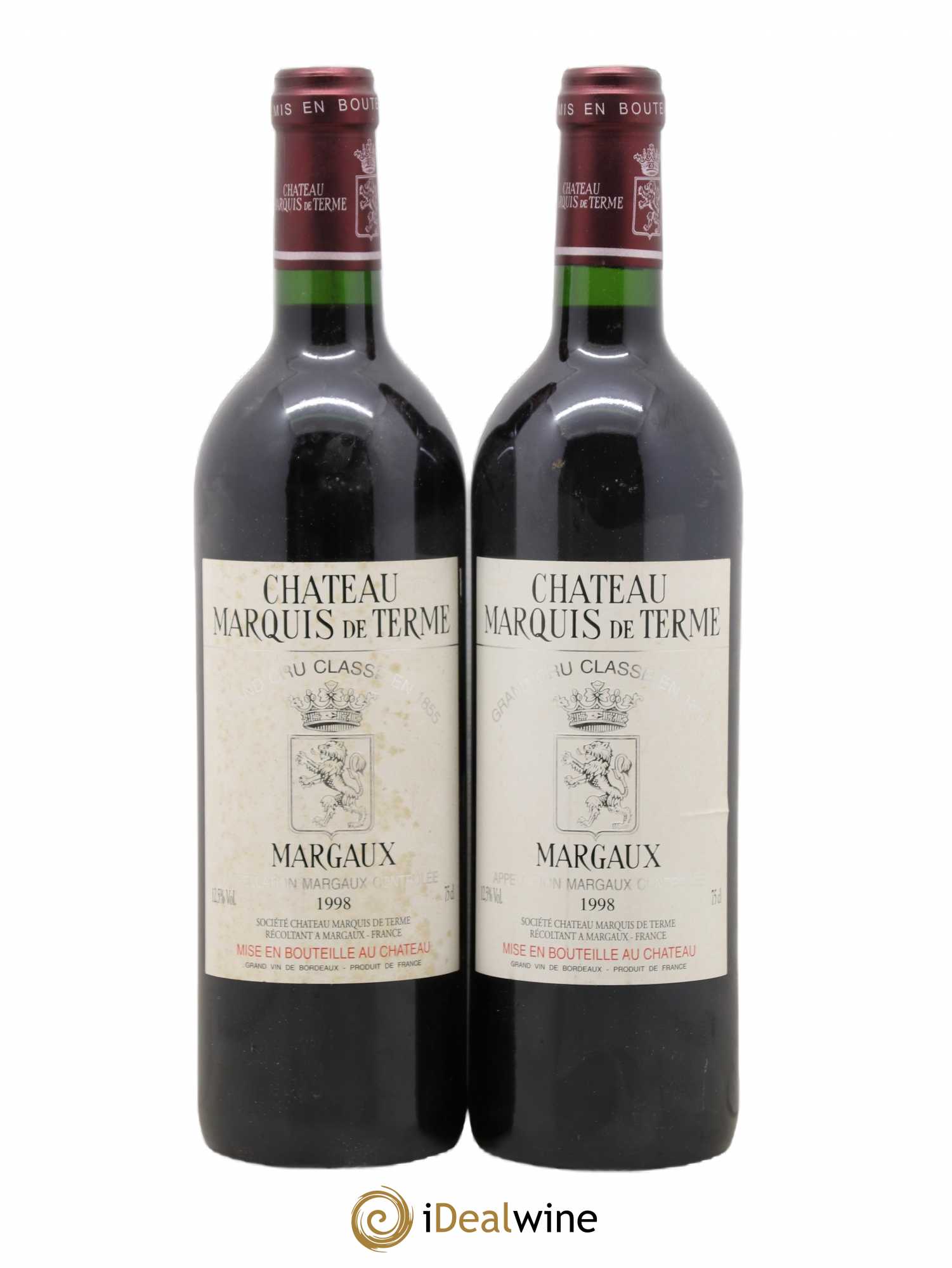 Château Marquis de Terme 4ème Grand Cru Classé 1998 - Lot de 2 bouteilles - 0