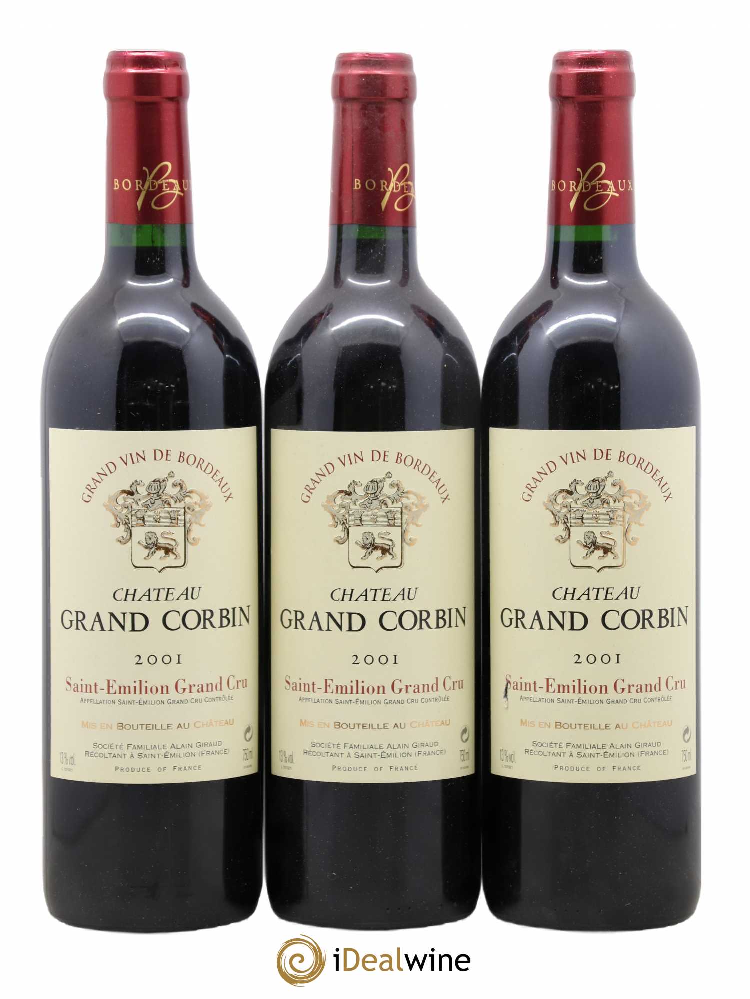 Château Grand Corbin Grand Cru Classé 2001 - Lot de 6 bouteilles - 1